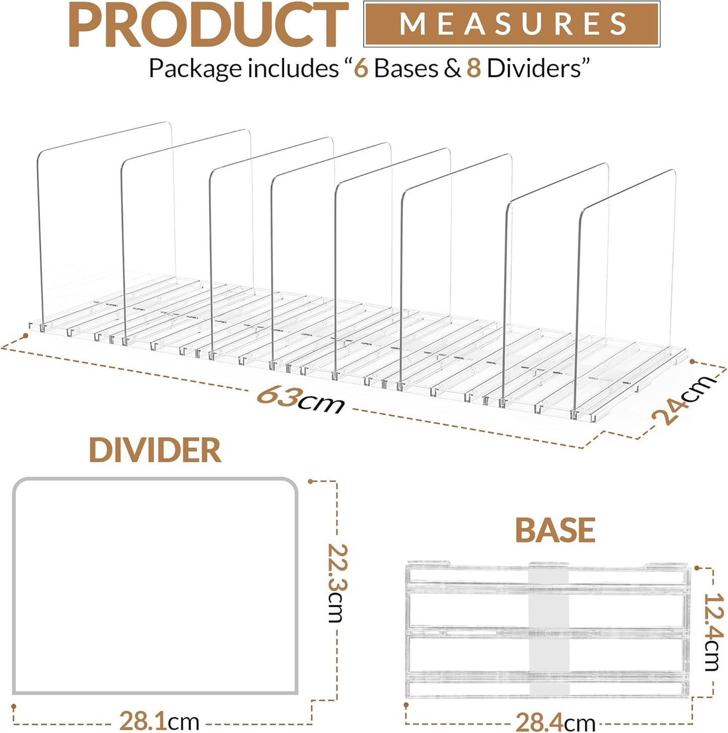 Adjustable Bag & Purse Organizer for Closet | Clear Shelf Dividers for Closet Organization, Vertical Handbag Separator for Sweater, Shirts & Clutches, Perfect for Bedroom, Living Room, Home