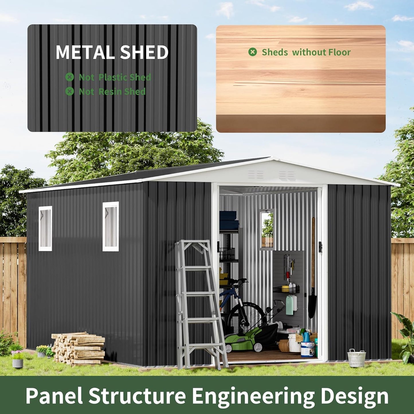 12FT x 10FT Outdoor Storage, Metal Anti-Corrosion Utility Tool House with Lockable Door & Shutter Vents,Outdoor Waterproof Garden Tool Storage Sheds