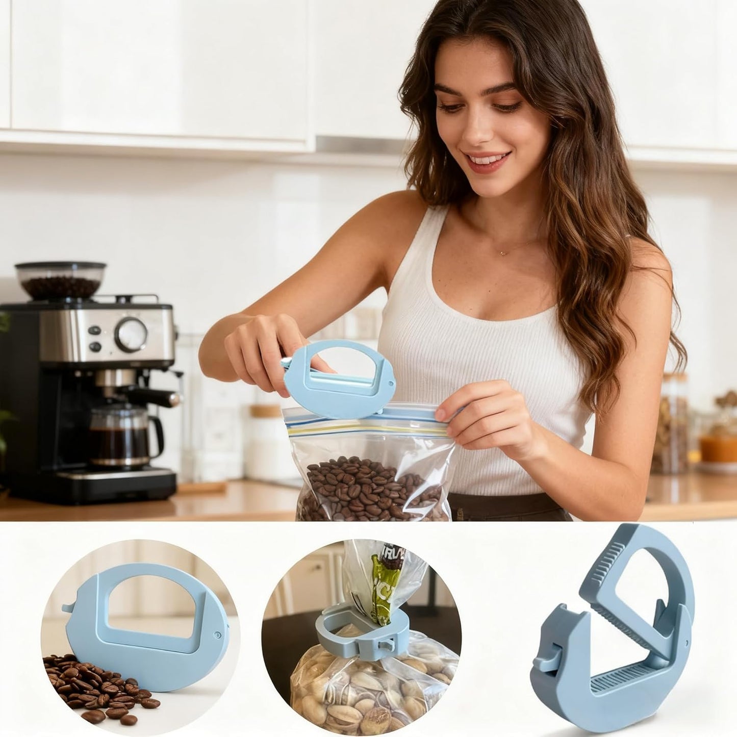 Leakproof Bag Clips 3 Pack by HAMModel | Airtight Sealing Clips for Food Storage | Assorted Sizes for Snack, Chip & Cereal Bags | Reusable Kitchen Organizer & Pantry Essentials
