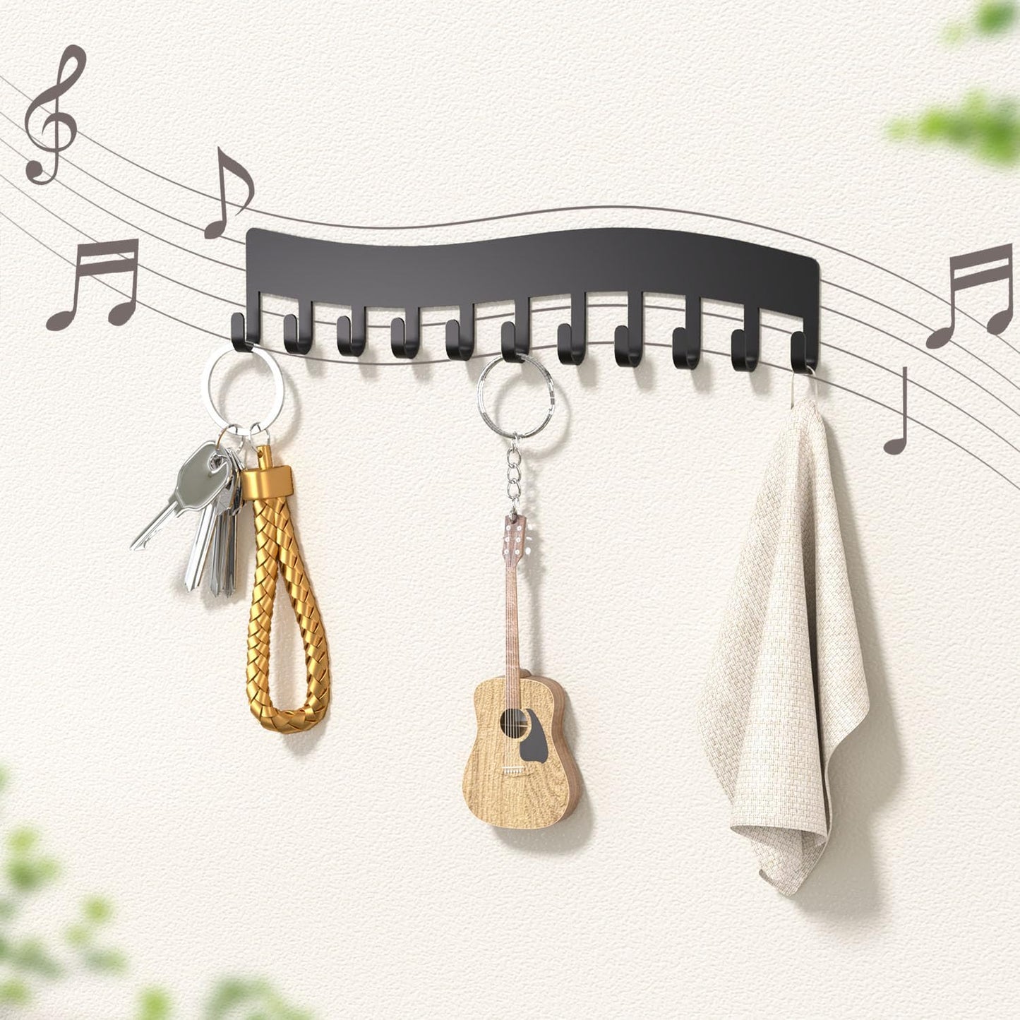 Wall Necklace Organizer Holder: Wall Mounted Jewelry Hanging Storage Necklaces Display Hanger Black