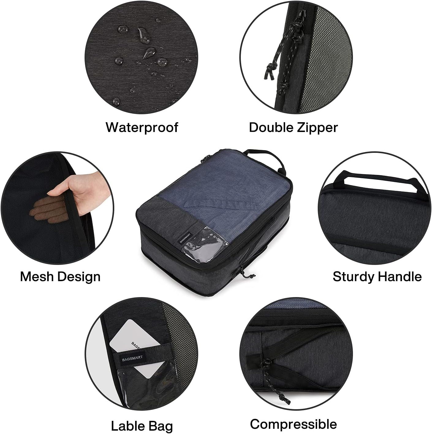 BAGSMART 6 Set /4 Set/2 Set Compression Packing Cubes for Travel, Lightweight Luggage Organizer Bags, Durable Space Saver Bags Travel Essentials