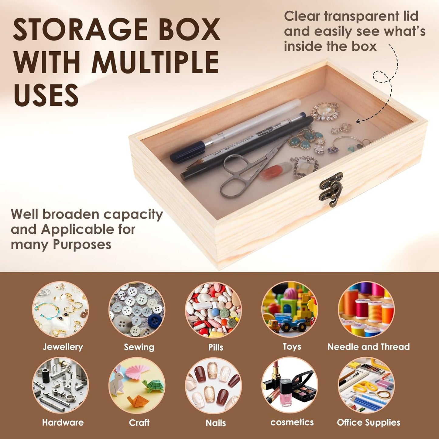 Piping Tip Organizer, Equipped with 200 Pcs of Cake Flower Nails, Holds 60 Piping Tips, Cake Decorating Tools, Baking Tools, Cake Decorating Tips Storage Box Made with Wood, Piping Tip Sold Separately