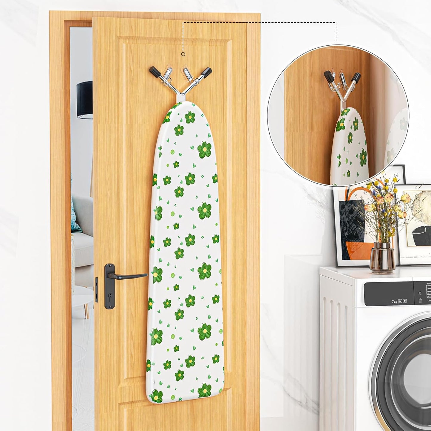 Ironing Board Holder Wall Mount, Durable Ironing Board Holder Stainless Steel, Space Saving Iron Board Hook for Wall Heavy Duty, for Laundry Room Livingroom Bathroom Small(Y or T Leg)