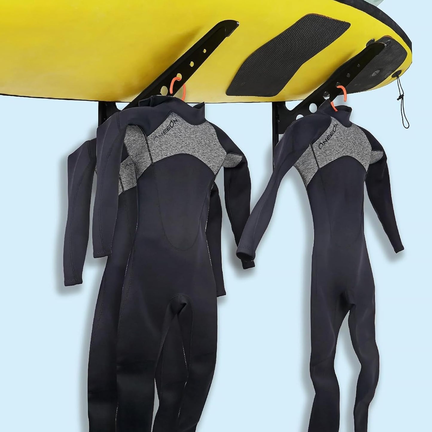 4 Board Surf Rack Wall Mount for Surfboard, Wakeboard, Snowboard Storage Adjustable Wall Hangers Boards Display