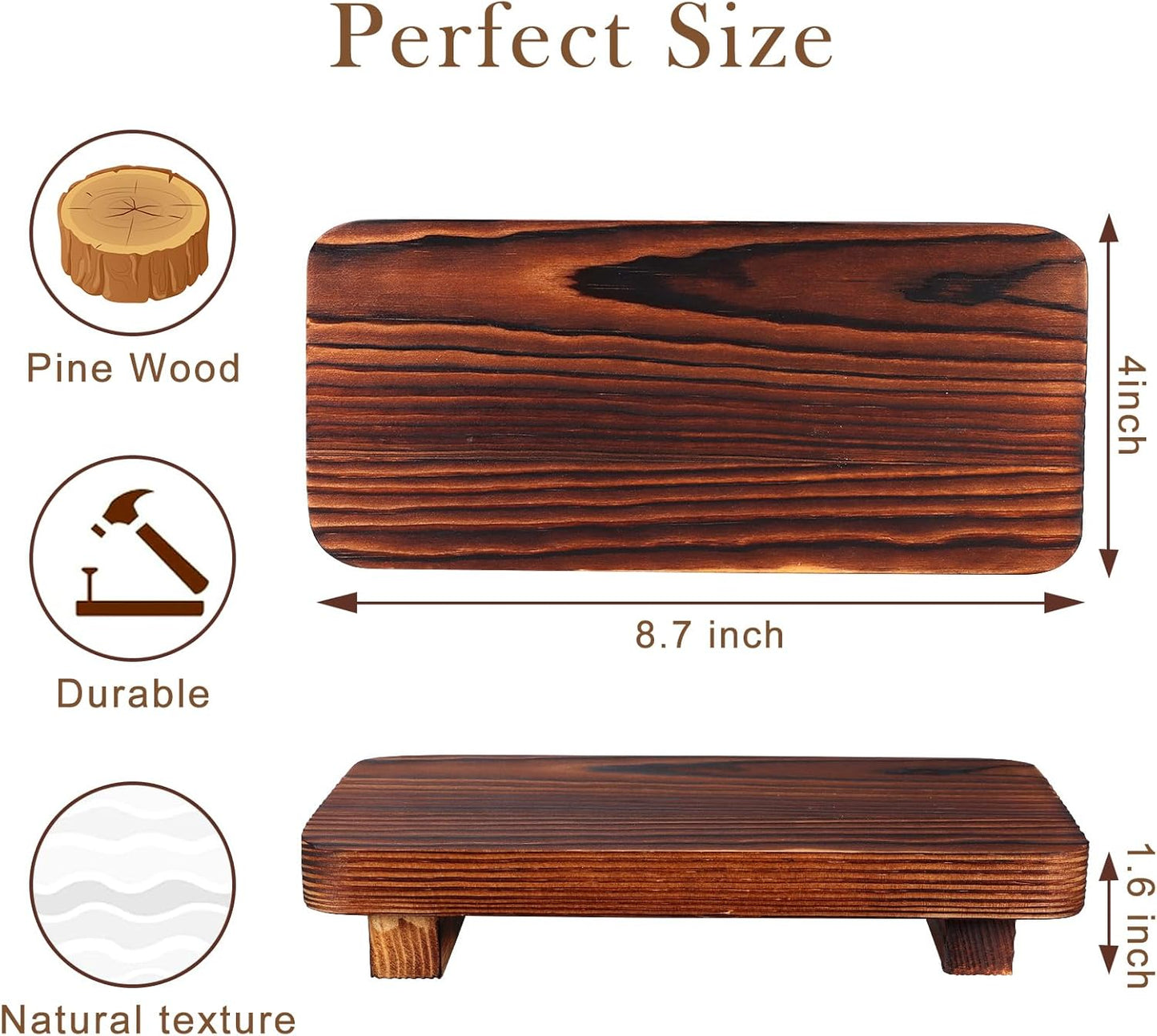 Small Brown Bathroom Decor Tray for Counter Dish Soap Holder Wooden Pedestal Stand for Kitchen Sink Soap Dispenser Wood Risers Kitchen Accessories Countertop Vanity Counter Decorative Tray