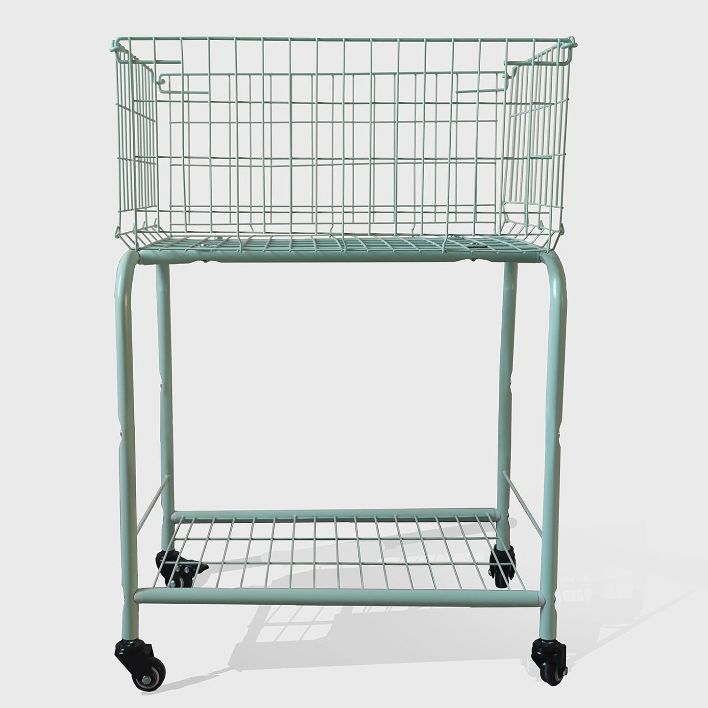 29" Rolling Laundry Cart,Large Capacity Foldable Hamper Basket,MINT Color | Bedroom, Closet Organizer Storage for Home, Dorm(MINT)