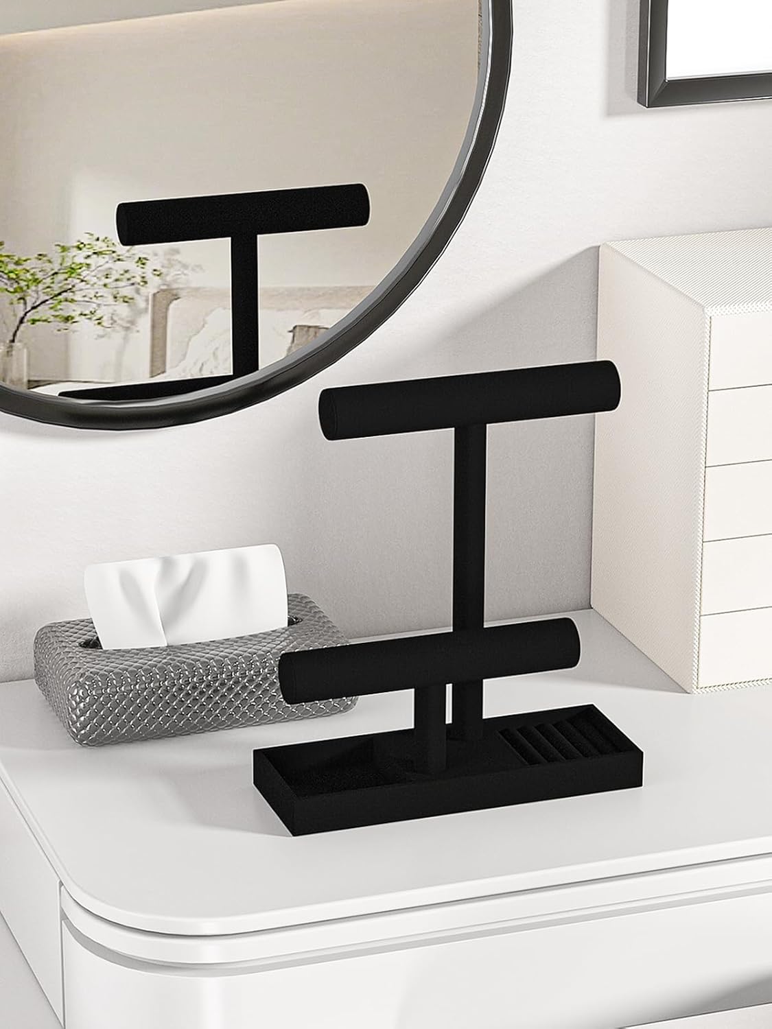 Bracelet and Necklace Holder,Velvet Jewelry Necklace Display Organizer Stand,bracelet Holder for Selling,Bracelet and Necklace Storage Tree (Style 2(Black))