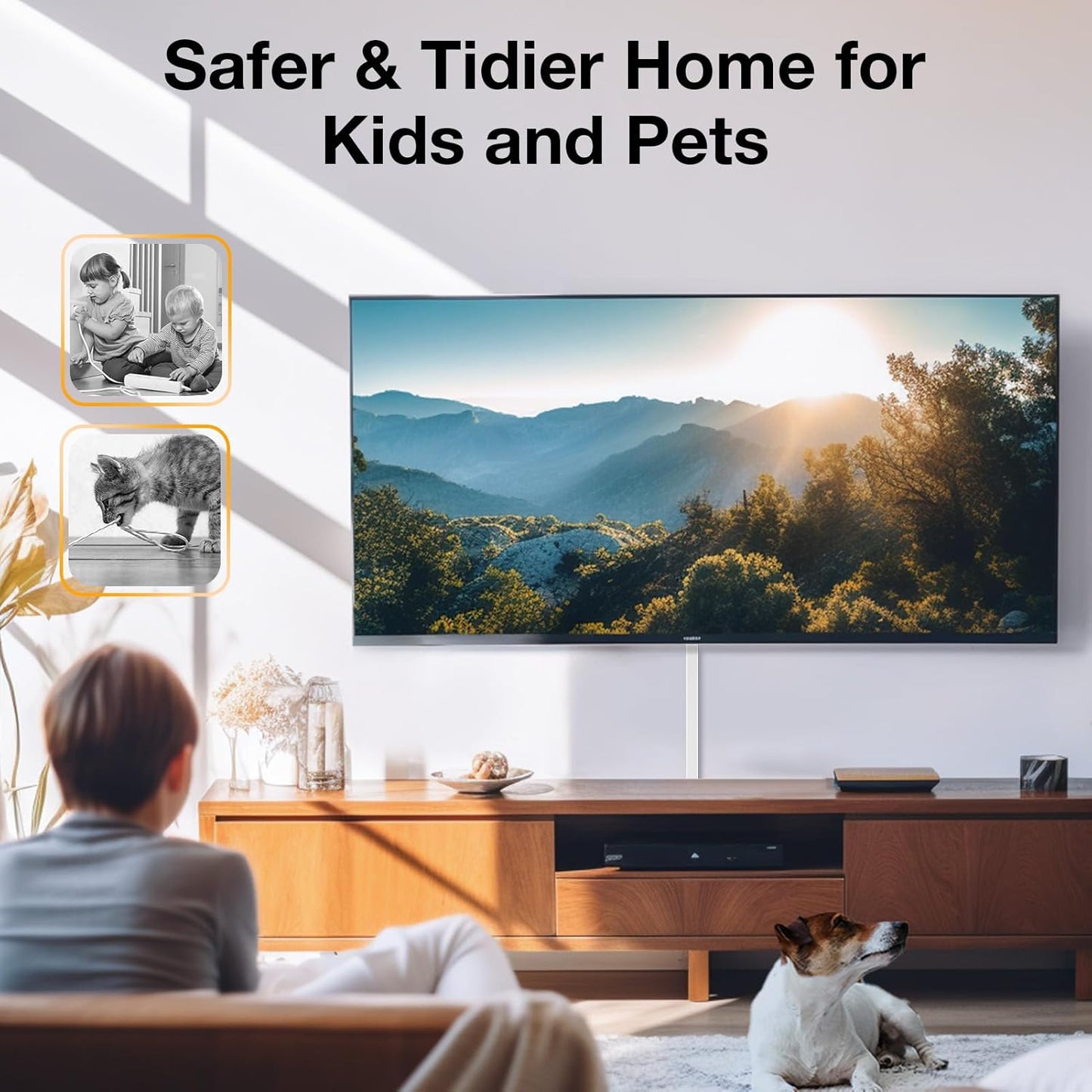 Delamu Cord Covers for Wires on Wall, 113.4in TV Cord Hider, Self-adhesive Cable Hider Cable Cover Raceway, Paintable Wire Hider Wire Covers for Cords, Hide Cords Wall Mounted Tv, W0.95×H0.55in, White