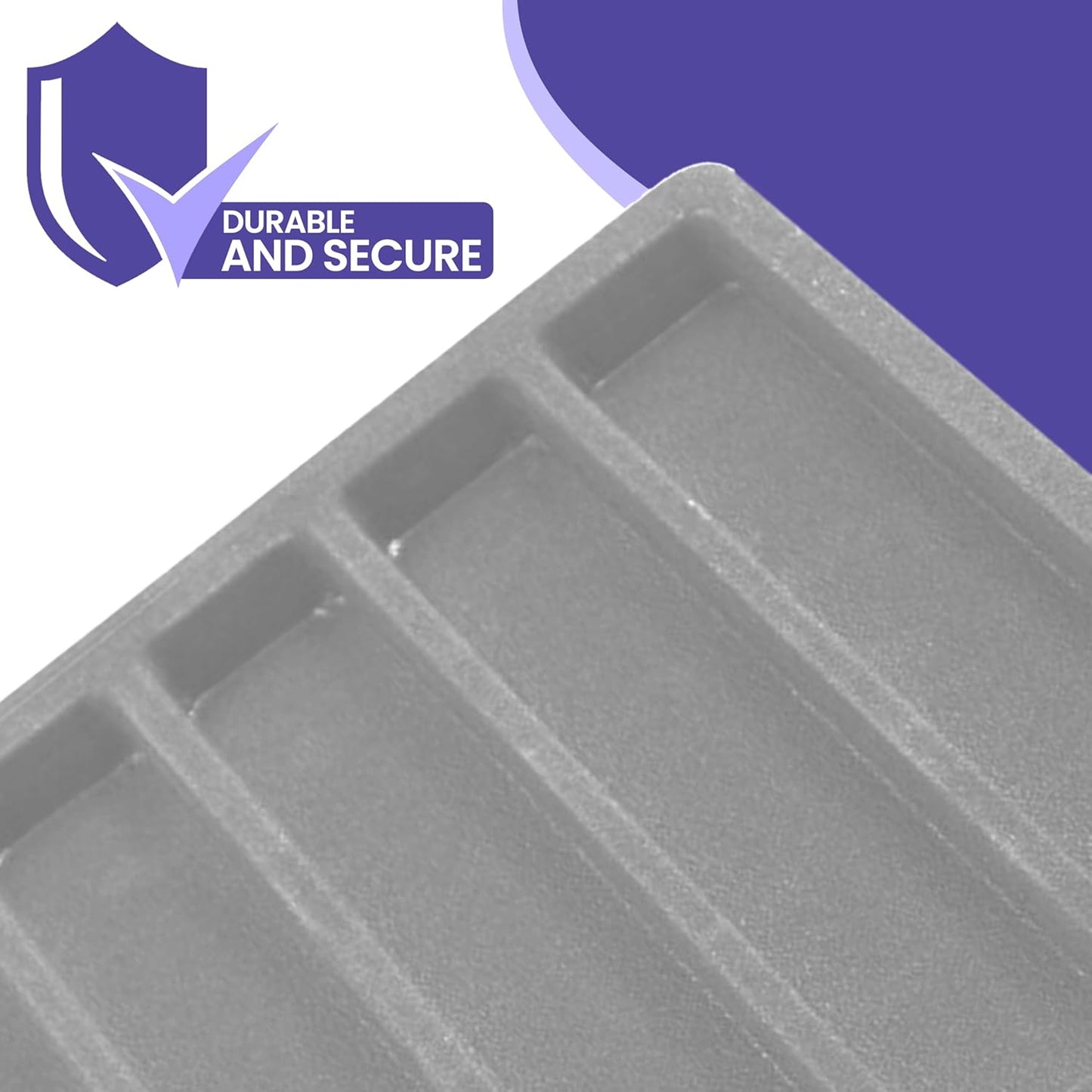 Novel Box 5 Pack 10-Slot Gray Liner Jewelry Storage Tray Inserts 14.75x8.25x1 Inches - Jewelry Organizer Pad for Drawers & Store Displays - Jewelry Display Pads for Necklaces Bracelets & Chains