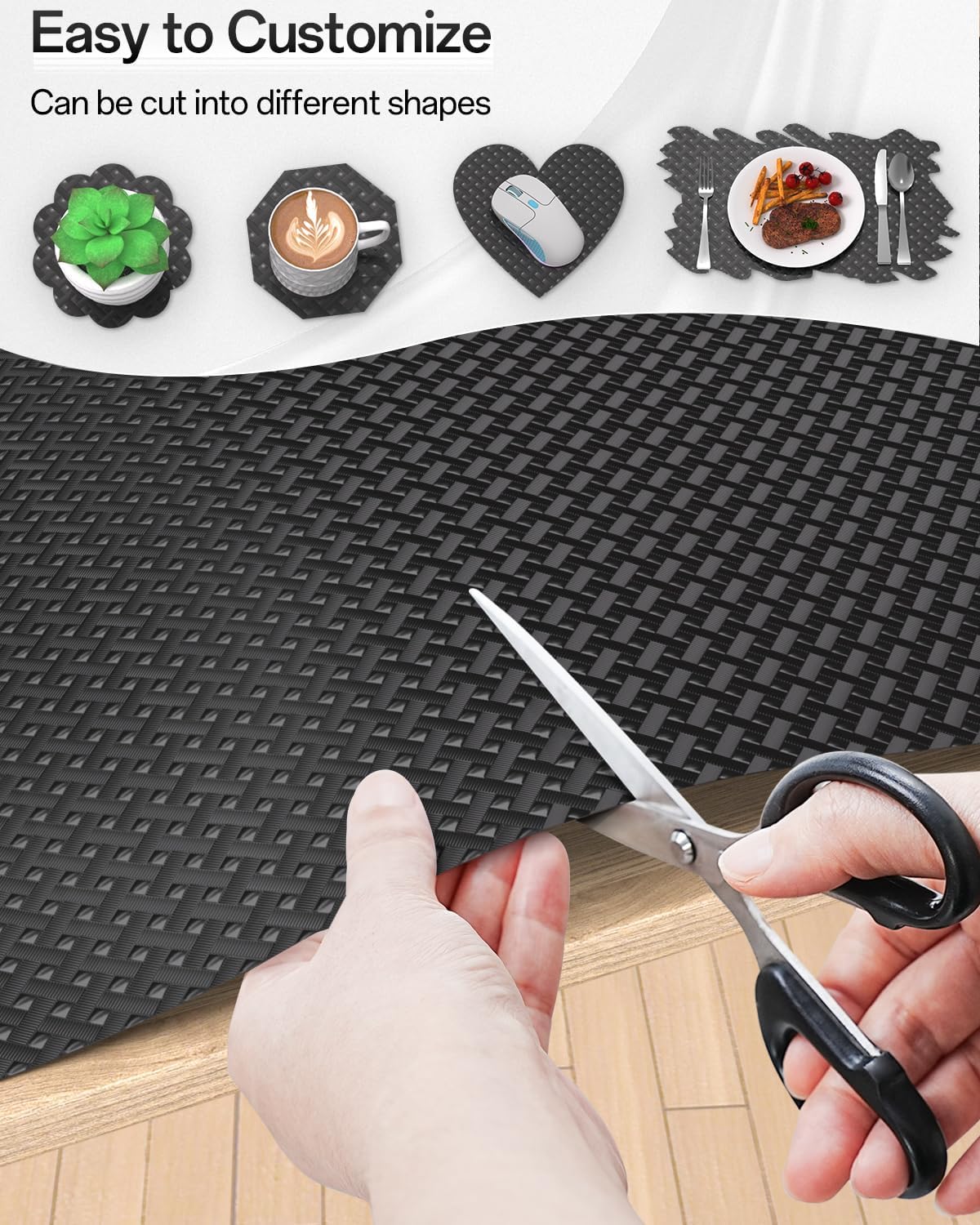 Shelf and Drawer Liner for Kitchen Cabinet, Non-Adhesive 12in x 120in Waterproof Contact Paper Refrigerator Liners Thickened Durable EVA Material Non Slip Mat for Dresser Cupboard Pantry Protector