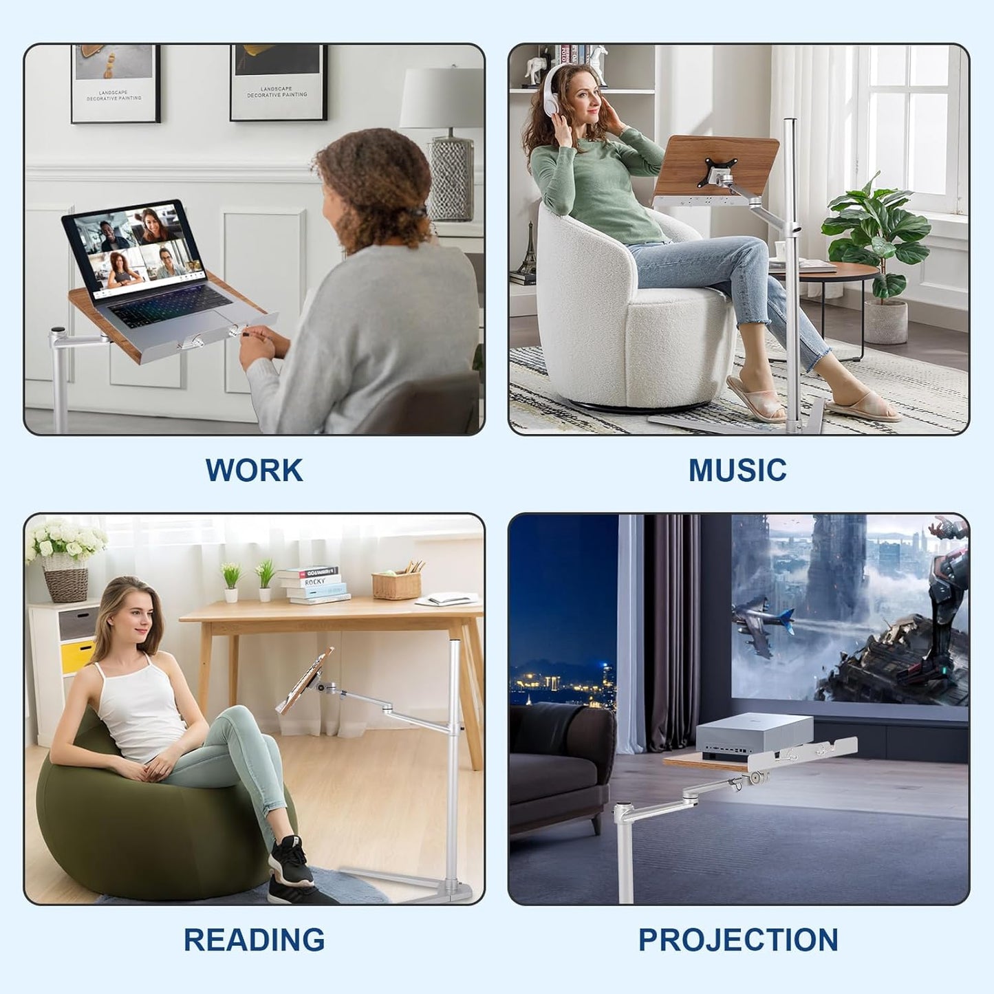 FAHKNS Book Stand for Reading,Multifunctional Book Stand for Reading with Wooden Platform & Elastic Book Clip,Suitable for Holding Books,Laptops,Tablets,Mobile Phones,Projectors