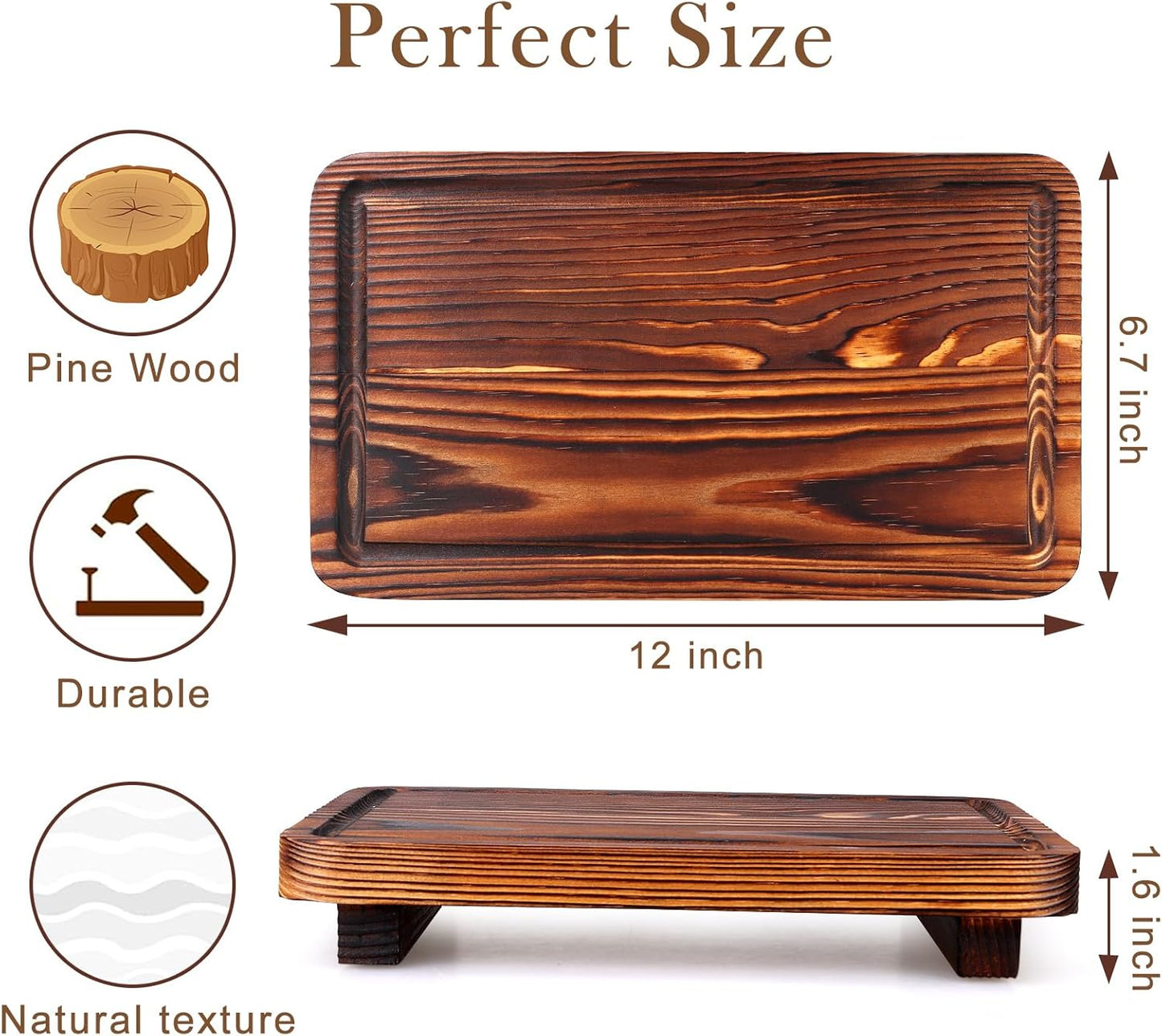 Farmhouse Bathroom Counter Tray Wood Risers Display Stands Kitchen Countertop Trays Decorative Wooden Pedestal Stand Dish Soap Dispenser Holder for Bathroom Sink Accessories Kitchen Decor Vanity Tray