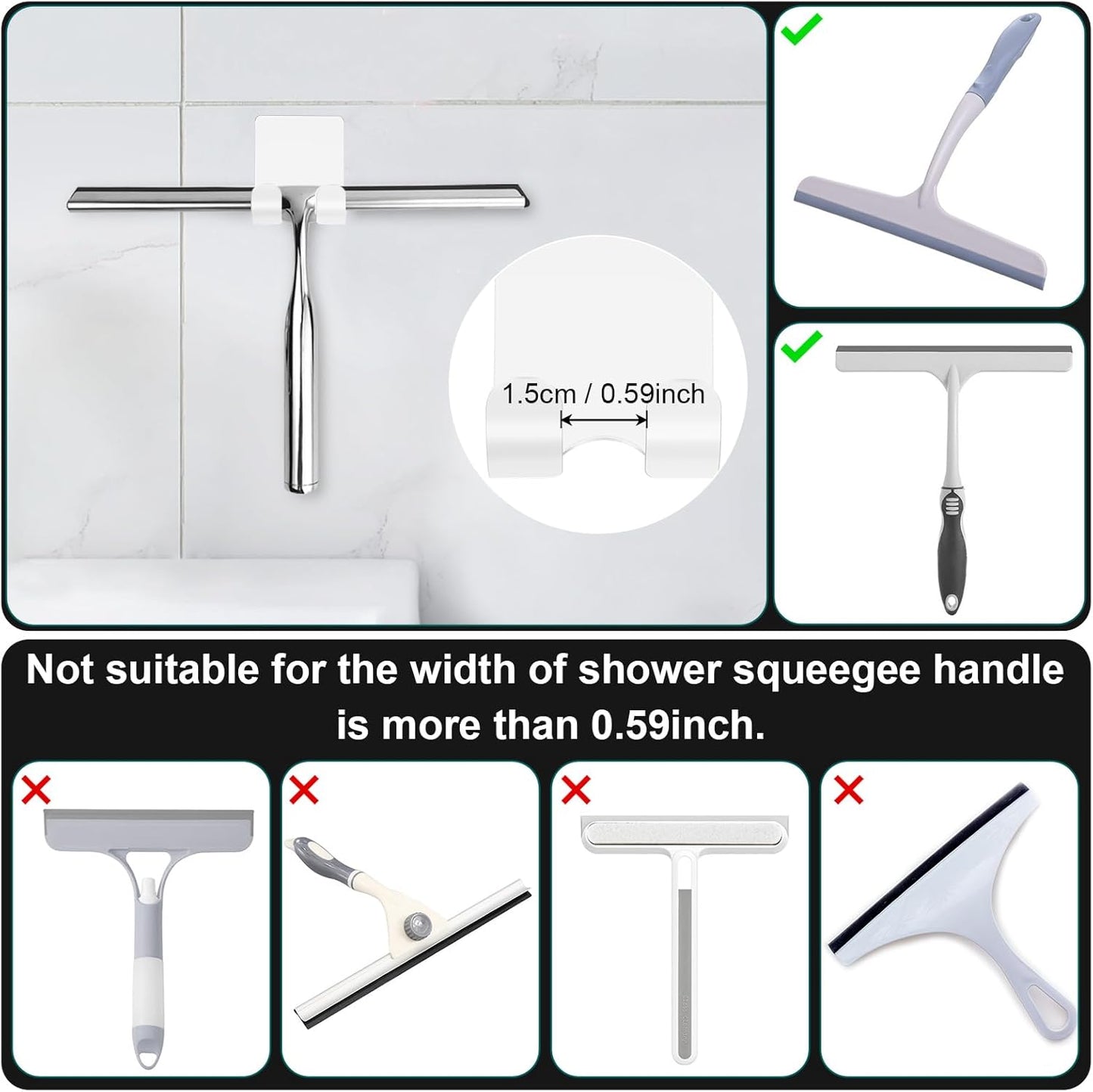 CGBE Razor Holder for Shower, 4 Packs Shaver Holder and 4 Packs Shower Hooks, Self Adhesive Damage Free Wall Hooks for Bathroom - White