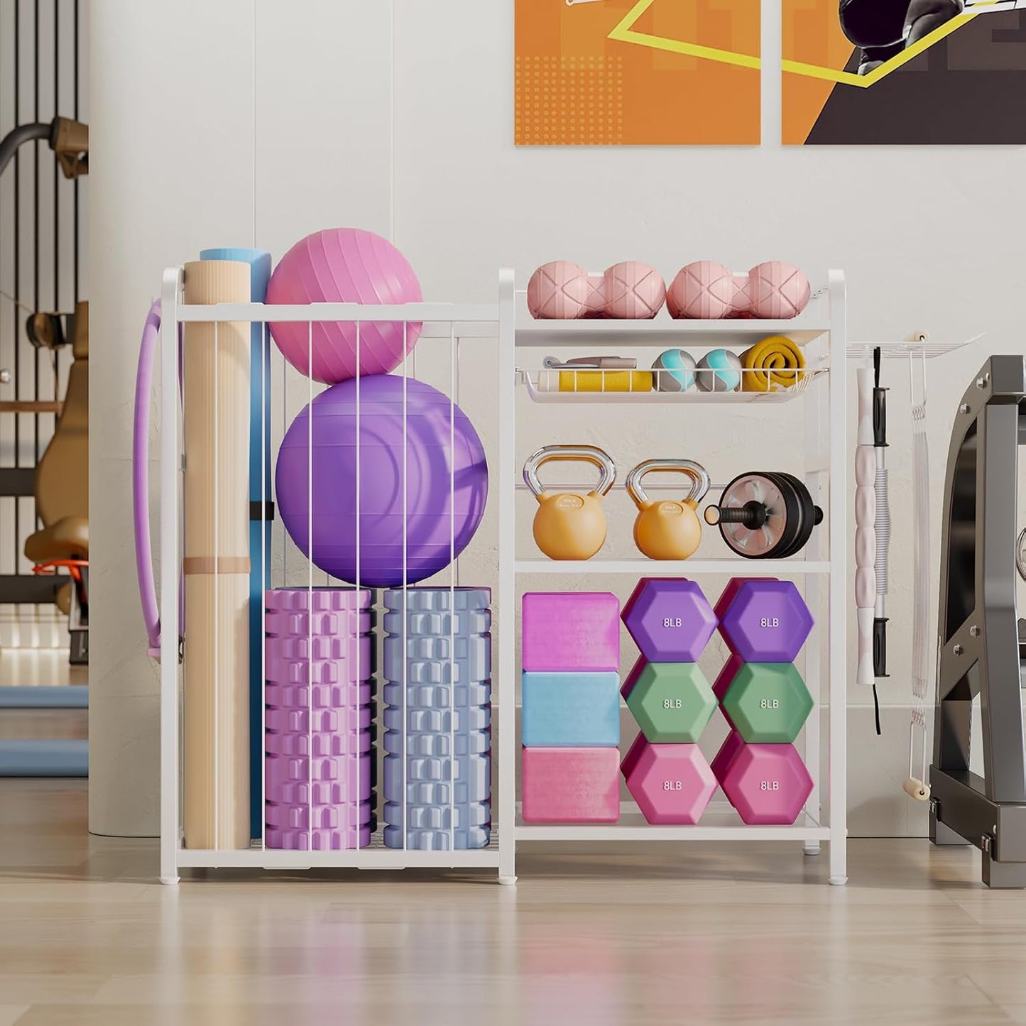 Garage Sports Equipment Organizer, Ball Storage for Gear and Toys, Large Capacity, Sports Organizer for Garage with Hooks and Baskets