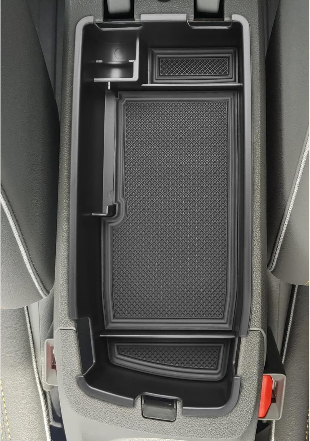 EDBETOS Center Console Organizer Tray Compatible with Chevy Bolt EUV Bolt EV Accessories 2022-2023 Interior Secondary Armrest Storage Glove Box Divider ABS Material, Black Trim