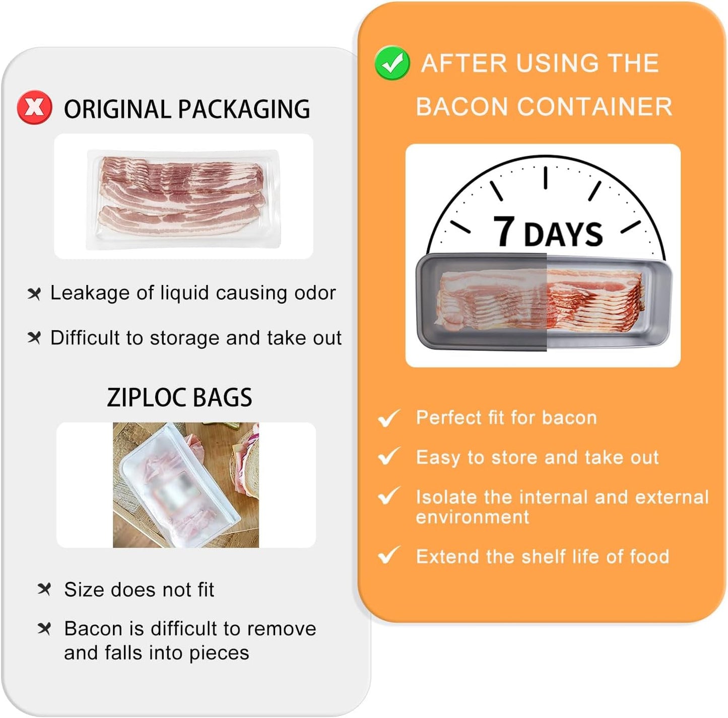 2Pack Deli Meat Container & Bacon Container for Refrigerator & Chease Keeper– 304SS Airtight Fridge Storage Box with Date Tracker, BPA-Free & Dishwasher Safe,Creamy White