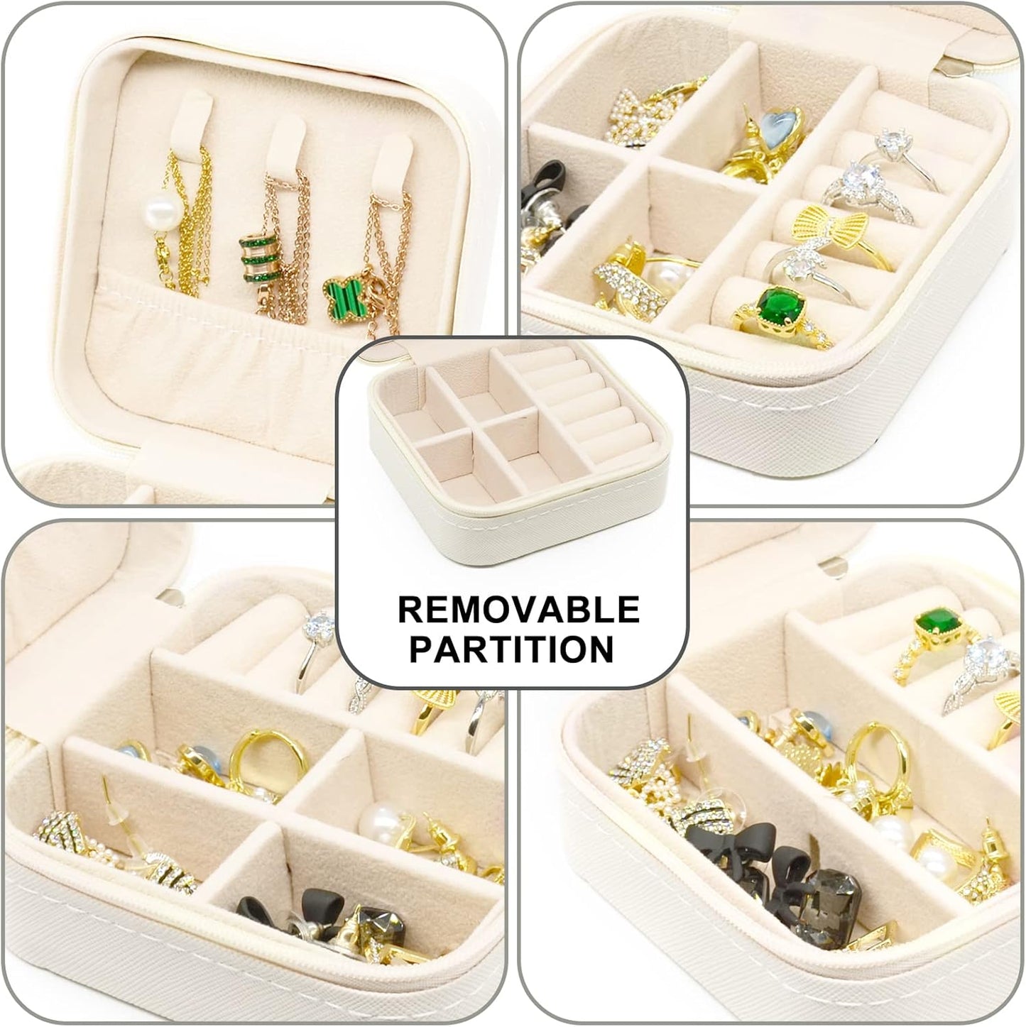 KEINE MARKE Small Jewelry Box, Travel Portable Jewelry Case for Ring, Pendant, Earring, Necklace, Bracelet Organizer Storage Holder Boxes (white*8).