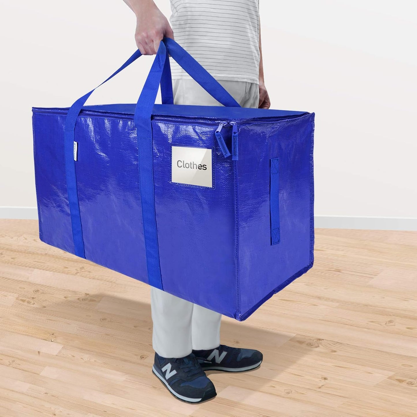 TICONN 4 Pack Extra Large Moving Bags with Zippers & Carrying Handles, Heavy-Duty Storage Tote Moving Boxes for Space Saving (4 Pack, Blue)