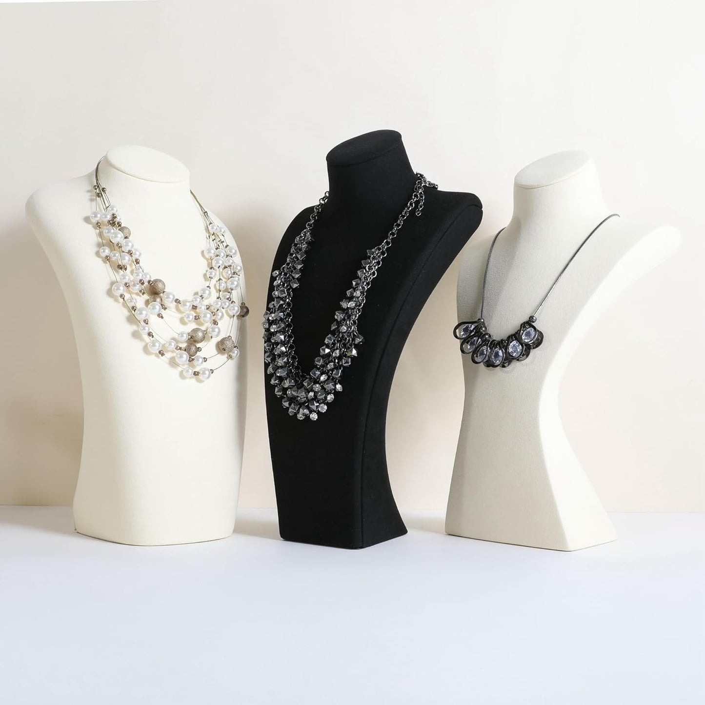 GemeShou Black necklace storage organizer for sale, Velvet necklace holder stand, jewelry bust display stands, Jewelry Mannequin for Countertop, Showcase【Black-Large height 12.4 inch】