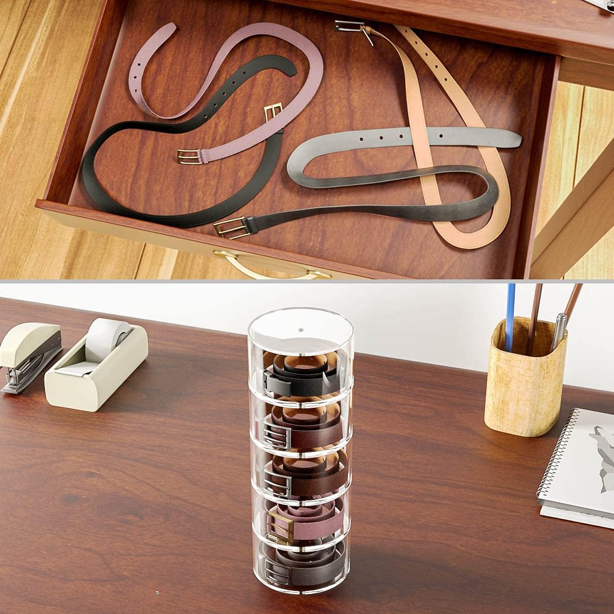 NIUBEE Belt Organizer, Acrylic 10 Layers Belt Case Storage Holder and Display for Accessories like Jewelry,Watch,Bracelets