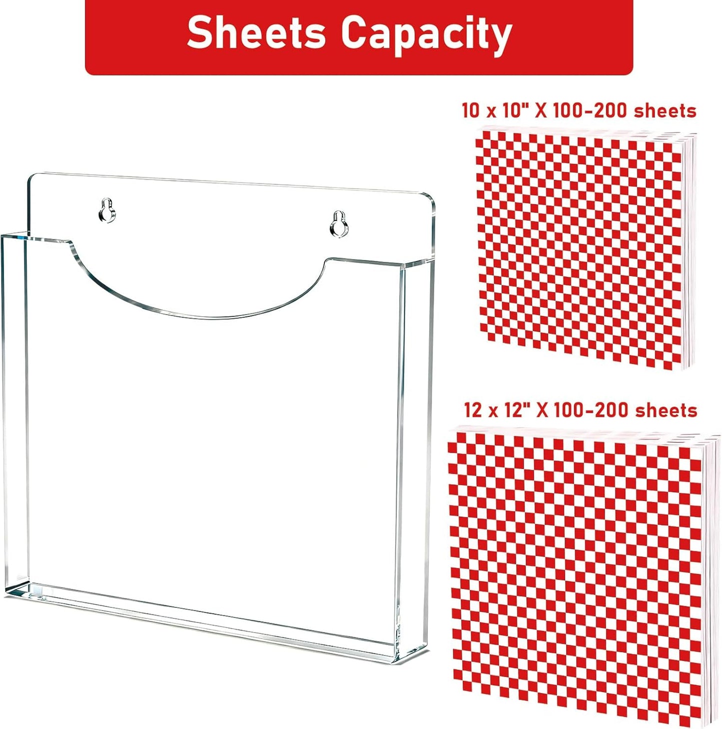 Magnetic Parchment Paper Holder – Clear Acrylic Wax & Deli Paper Organizer for Cabinet Door, Parchment Paper Storage for Kitchen & Bakery (Fits 12x12 in Sheets)