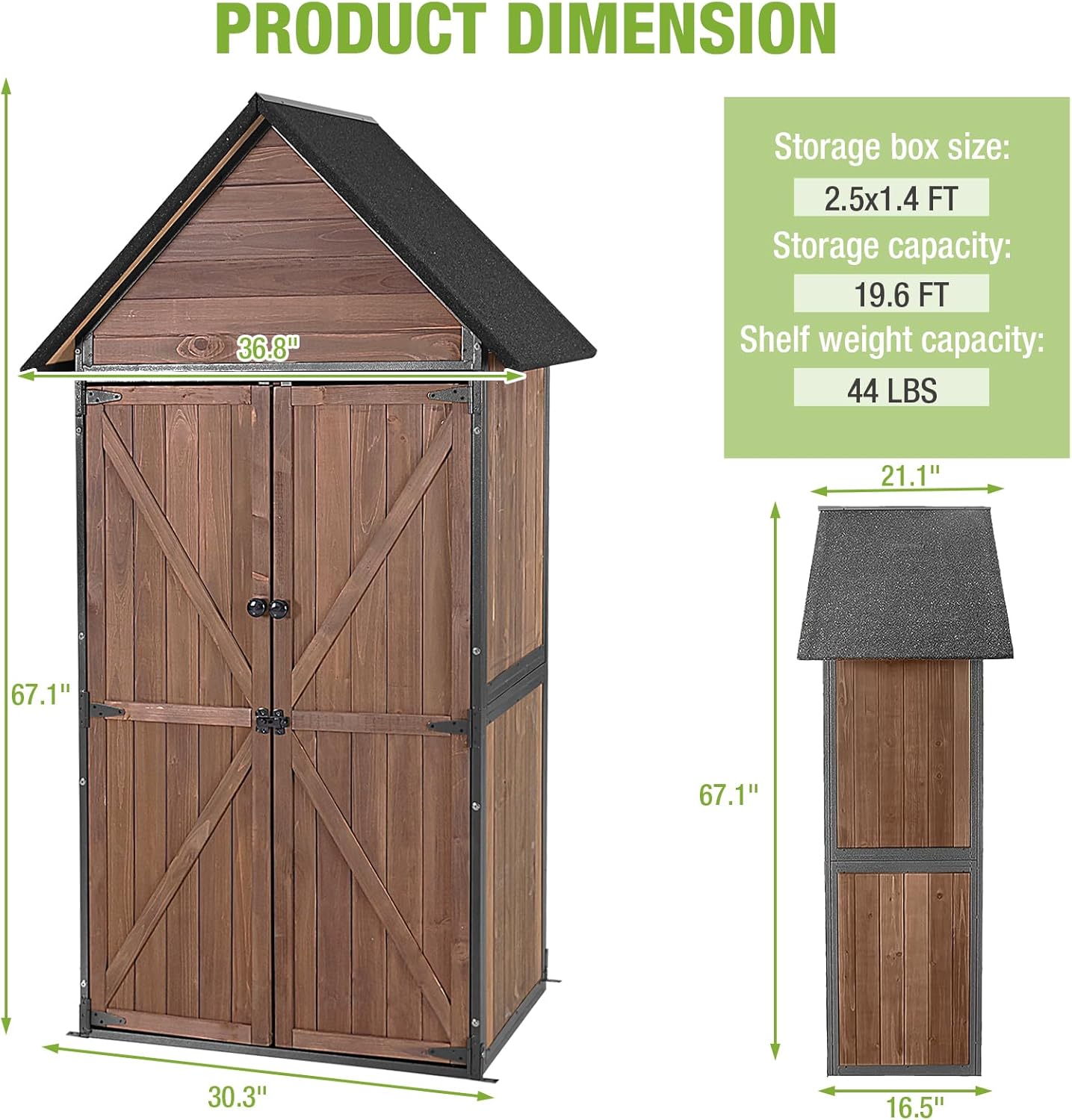 Outdoor Storage Shed with Metal Frame,Garden Storage with Adjustable Shelfs,Wooden House for Backyard, Patio, Poolside