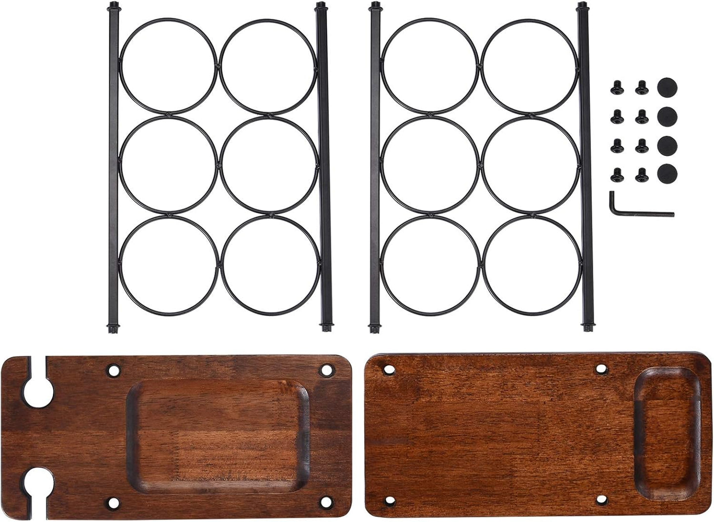 ALLCENER Wine Rack with Glass Holder, Countertop Wine Rack, Wooden Wine Holder with Tray, Perfect for Home Decor & Kitchen Storage Rack etc (Hold 6 Bottles and 2 Glasses)