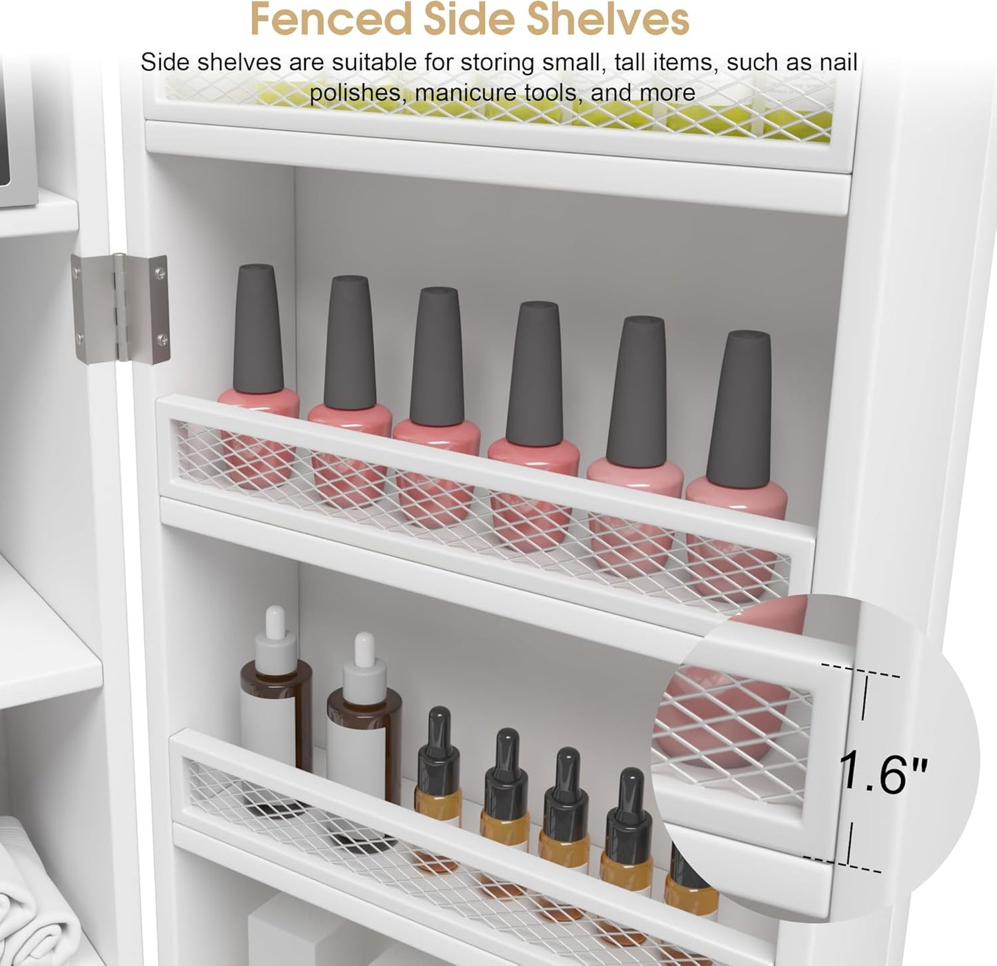 BarberPub Storage Cabinet, Multi-Functional Beauty Salon Organizer with Hinged Door, Adjustable Shelves, for Spa, Home, Office 2024 (White)