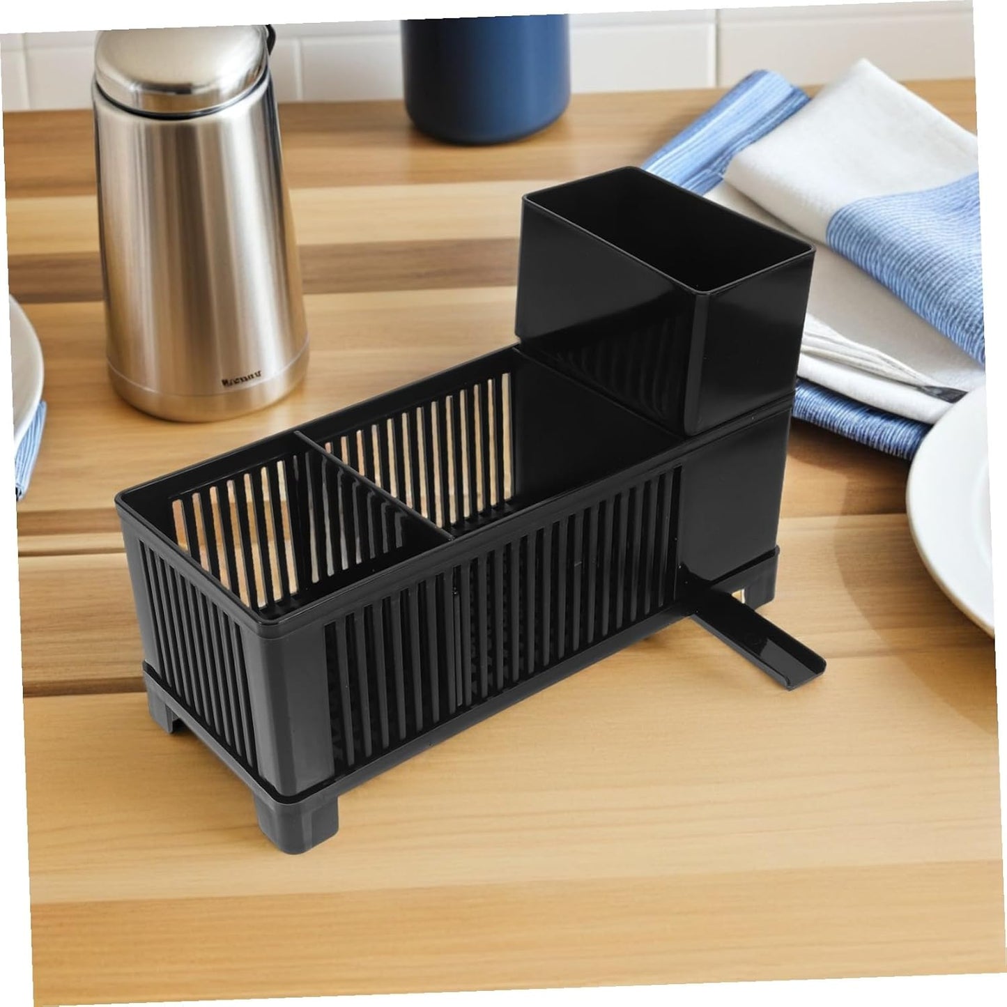 Kitchen Sink Organizer Rack with Efficient Drainage Plastic Sponge Holder and Dishcloth Drying Stand for Countertop Cleaning Tools Soap Bottles and Kitchen Rag Storage