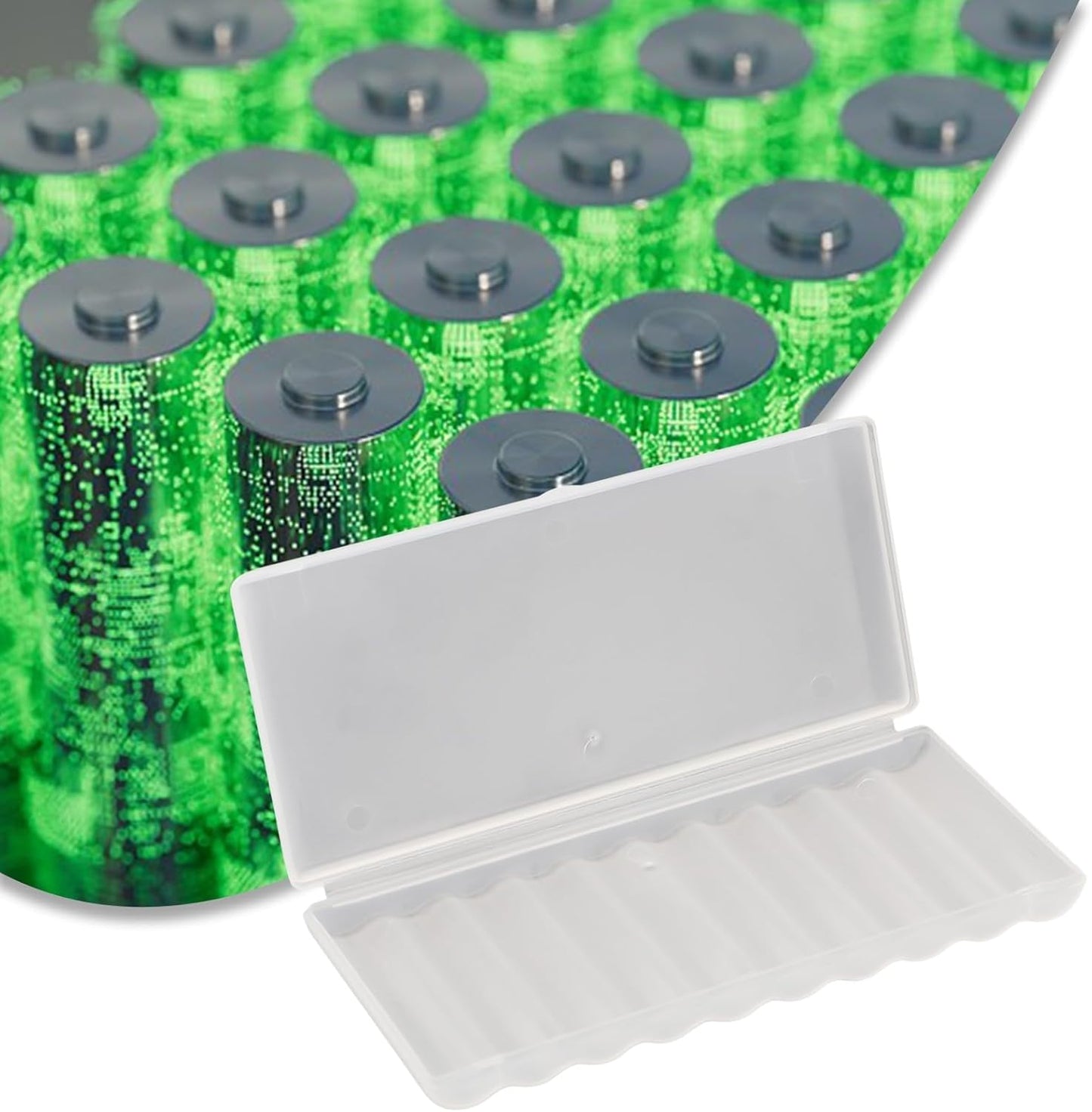 AAA Battery Storage Case Holder Box Battery Plastic Case 10 Slots AA AAA Storage Organizer PP Material Secure Closure Portable Compact Battery Holder Box(AAA-10 Slots)