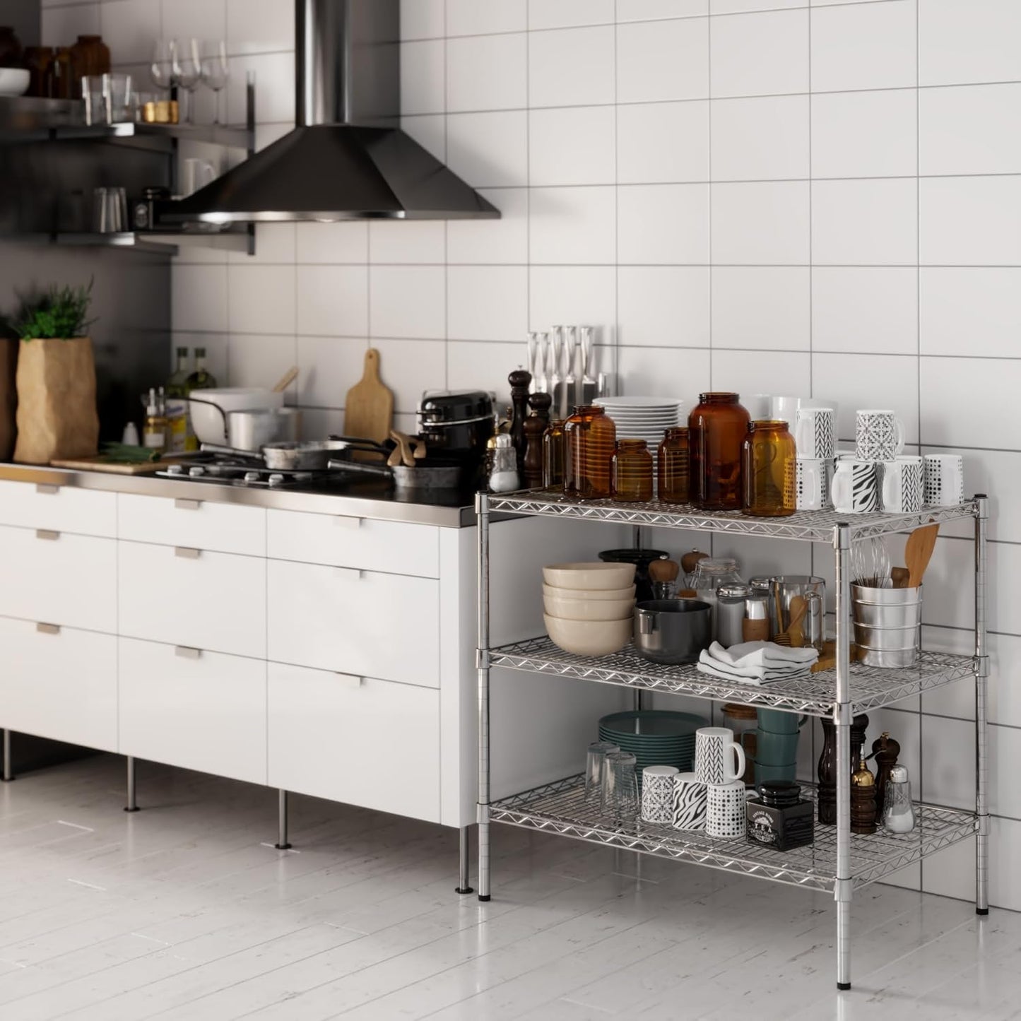 24" Deep x 36" Wide x 34" Height Wire Shelving Kit | 3-Tier | NSF Commercial Storage Rack Unit