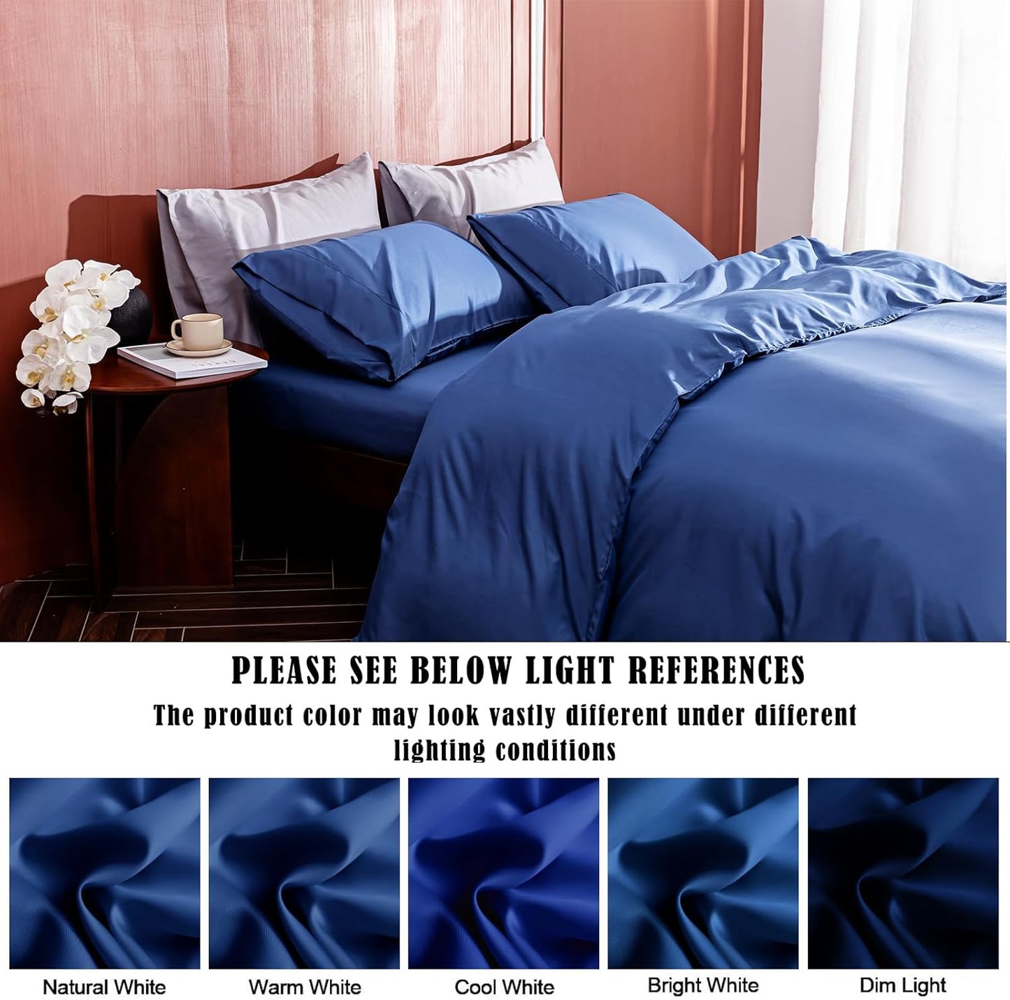 TELUS Pillow Cases Standard Size 2 Pack, Bamboo Rayon Cooling Pillowcases with Envelope Closure, Cool Breathable Pillow Case for Hot Sleeper & Night Sweats, 20x26 inch, Deep Blue