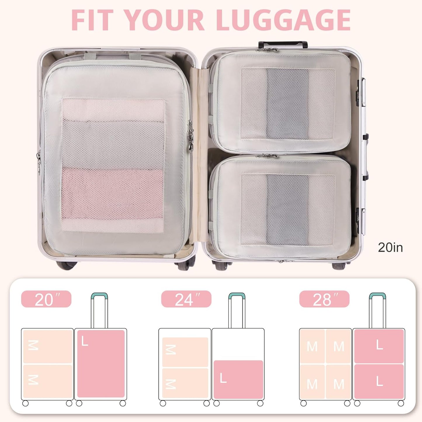 Expandable Double-Sided Compression Packing Cube,3 Set Lightweight Double Deck Organizer Bag Carry on Luggage Backpack Suitcases,Women Travel Accessories for Separate Clean and Dirty Clothes