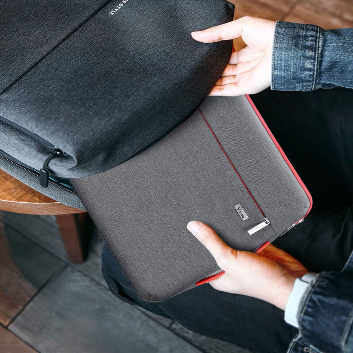 Voova Laptop Sleeve Case 13 13.6 Inch with Handle, 360°Protective Waterproof Slim Computer Bag Cover Compatible with MacBook Air 13 M1/M2/M3/M4 2020-2024, MacBook Pro 13, IPad Air/Pro 13, Grey