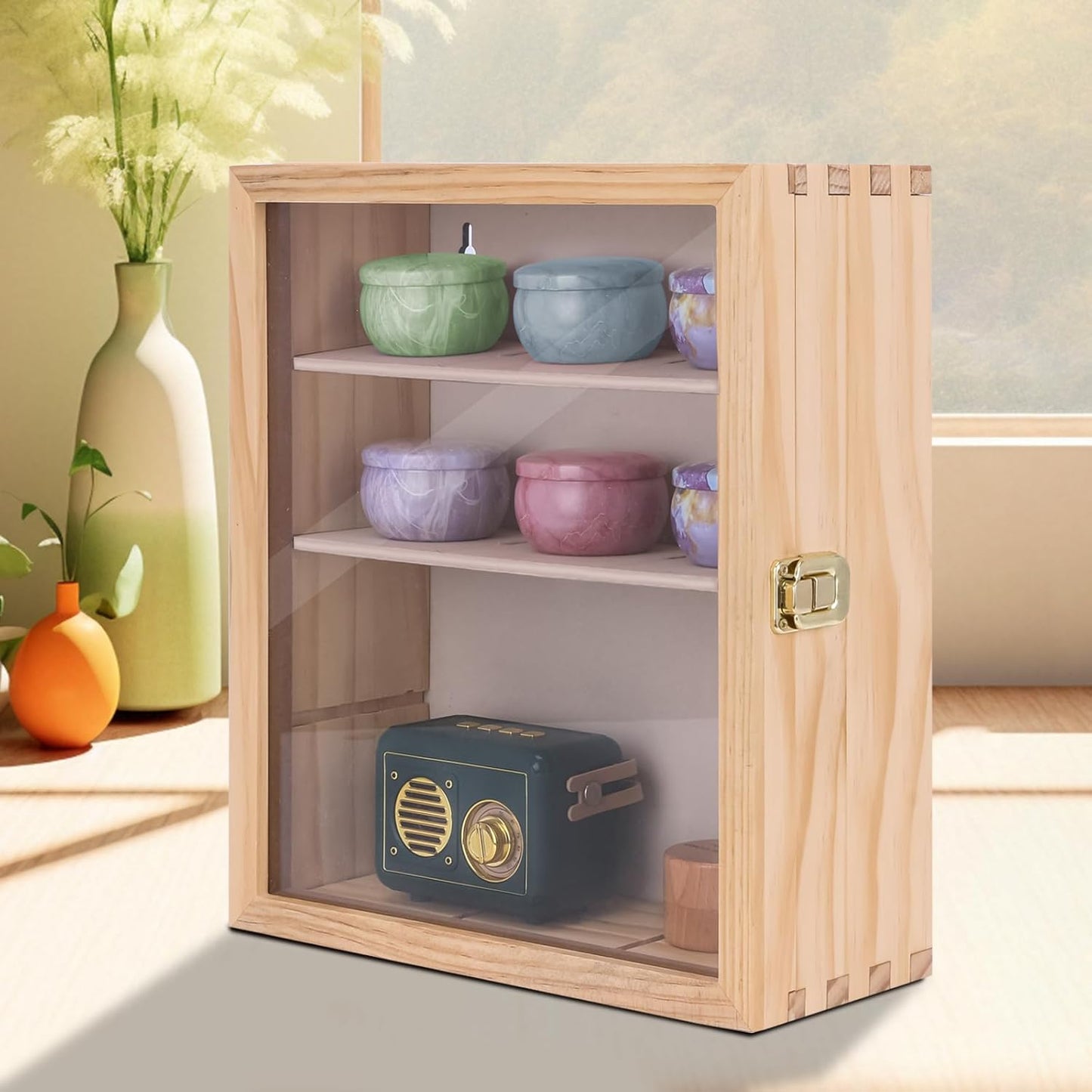 LI.TOPWP Pine Wood Tea Bags Organizer, 12 Compartments Storage Box with Clear Acrylic Window, Multi-Functional Tea Bags Holder for Countertop, Kitchen Cabinet.