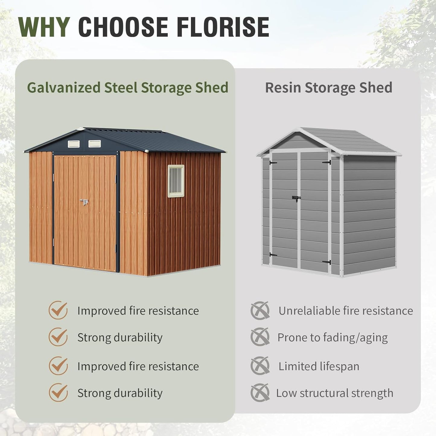 8x6 Ft Outdoor Metal Shed, Storage Garden Shed with Lockable Doors & Vent, Multi-Used Shed for Backyard, Patio, Lawn and Tool & Bicycle Storage
