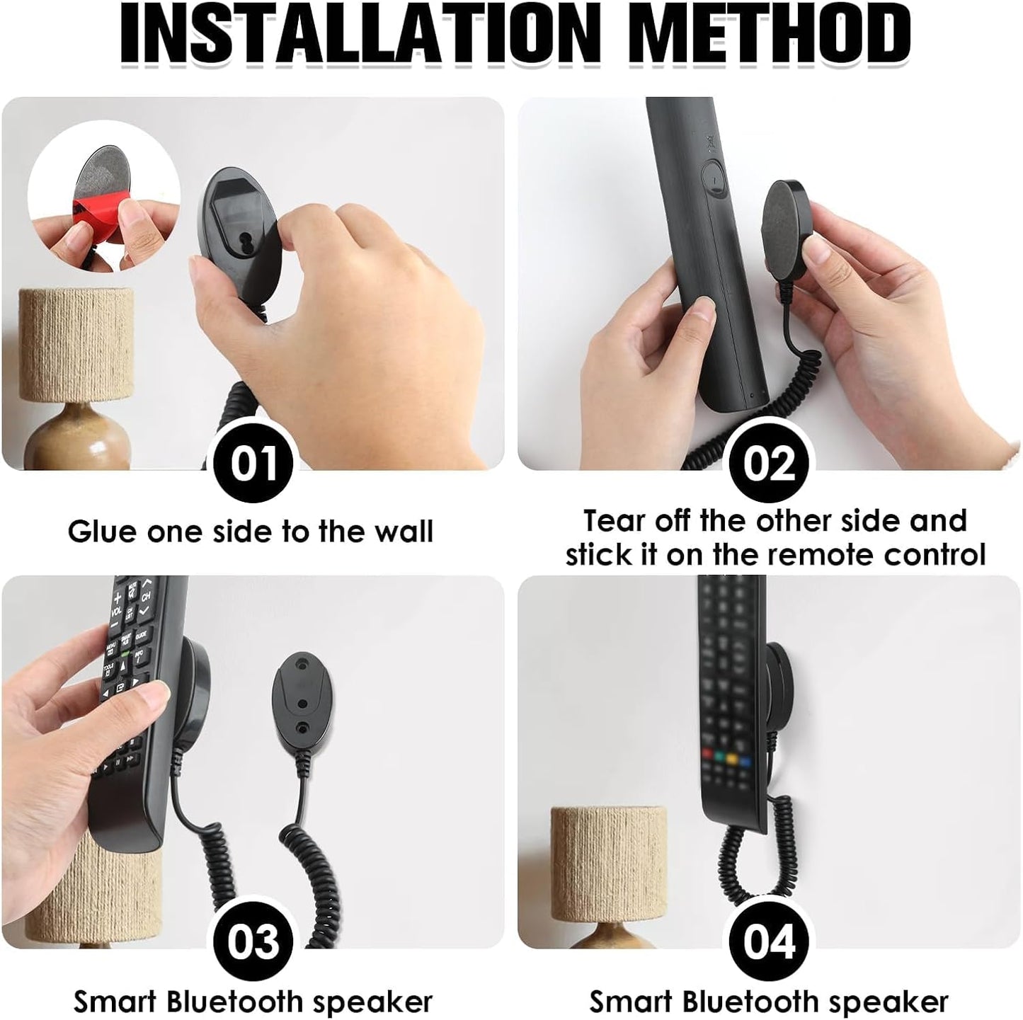 Magnetic Remote Leash Control Holder with Security Cable, Retractable Tidy Anti-lost Rope Organizer Easy Installation Stable Suitable for Projector TV Fan and Air Conditioner Remotes (2Pcs Black, S)
