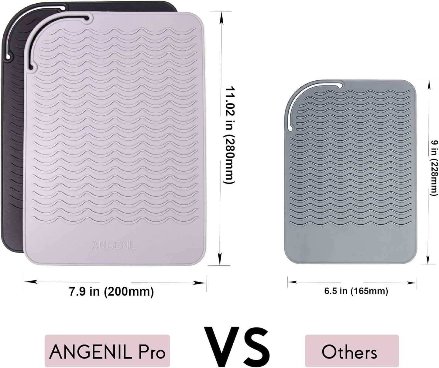ANGENIL Pro Heat Resistant Silicone Mat for Hair Tools with Flat Iron Hair Straightener and Curling Irons Travel Essentials, Anti-scalding Accessories Pad Hot Tool Mat, Large Size 11.02" x 7.9"