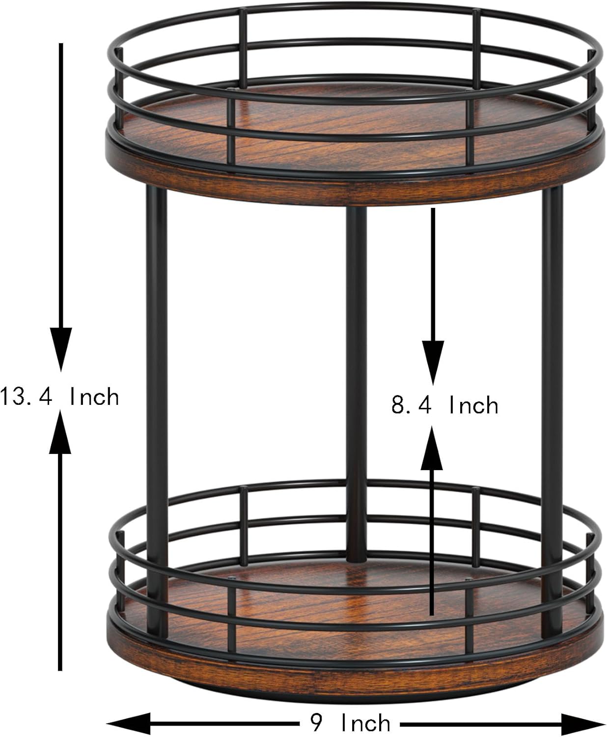 Bathroom Organizer Countertop,2 Tier Rotating Makeup Organizer Countertop for Vanity,Wooden Bathroom Counter Storage Shelf,Vanity Tray for Perfume,Skincare,Cosmetic
