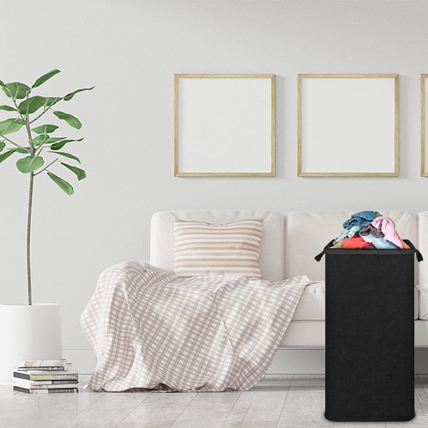 SNIGJAT Extra Large Laundry Hamper, 100 L Tall Laundry Basket with Sturdy Handles, Dirty Clothes Basket for Bedroom, Large Hamper, Sturdy Storage Organizer for Clothes Toys Black
