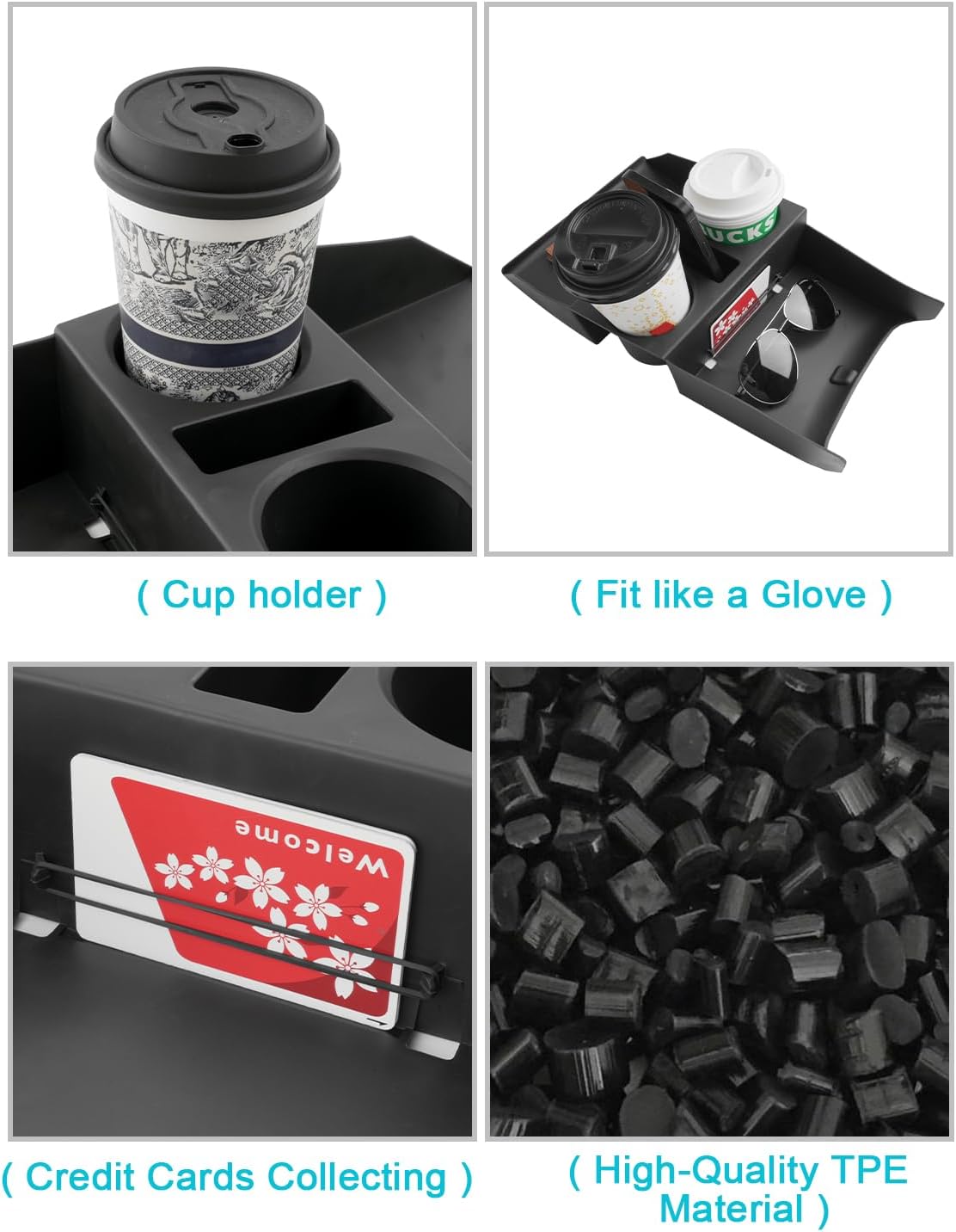 CDEFG 2Pcs Lower Center Console Tray Floor Console Organizer with Cup Holder Compatible with 2025 2026 Hyundai Tucson Limited Accessories Middle Console Storage Box