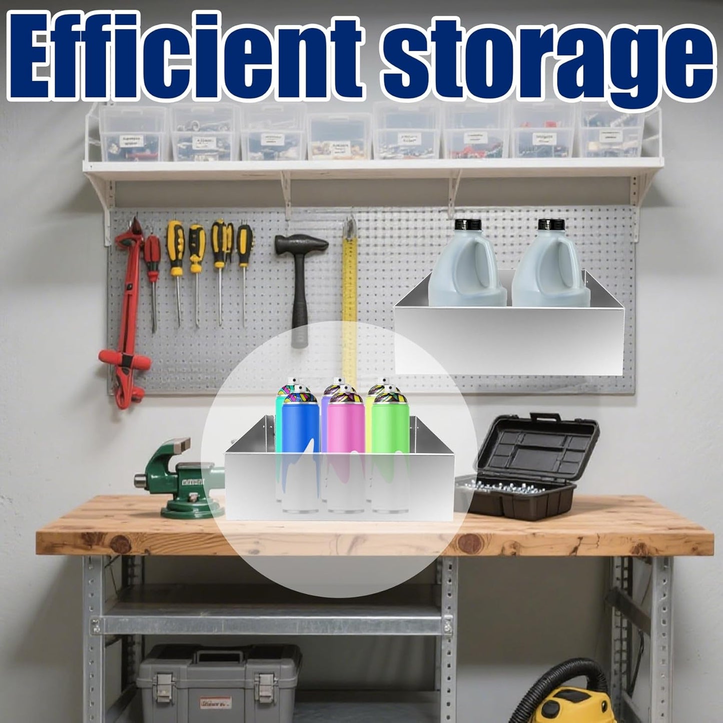 Aluminum Fuel Tank Rack Practical Kettle Shelf Storage Racks Length 23" Accommodate 2 5-Gallon Jugs Suitable for Garage Enclosed Racing Trailer Work Area Silver