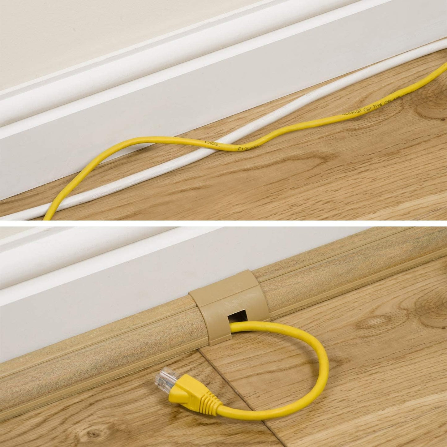 D-Line Cord Cover Kit, 30FT Self-Adhesive Wire Hider, Cable Raceway to Hide Wires on Wall, Cable Management - 6 x 5FT Channels and Accessories (0.87in (W) x 0.87in (H), Stainable Wood-Effect)