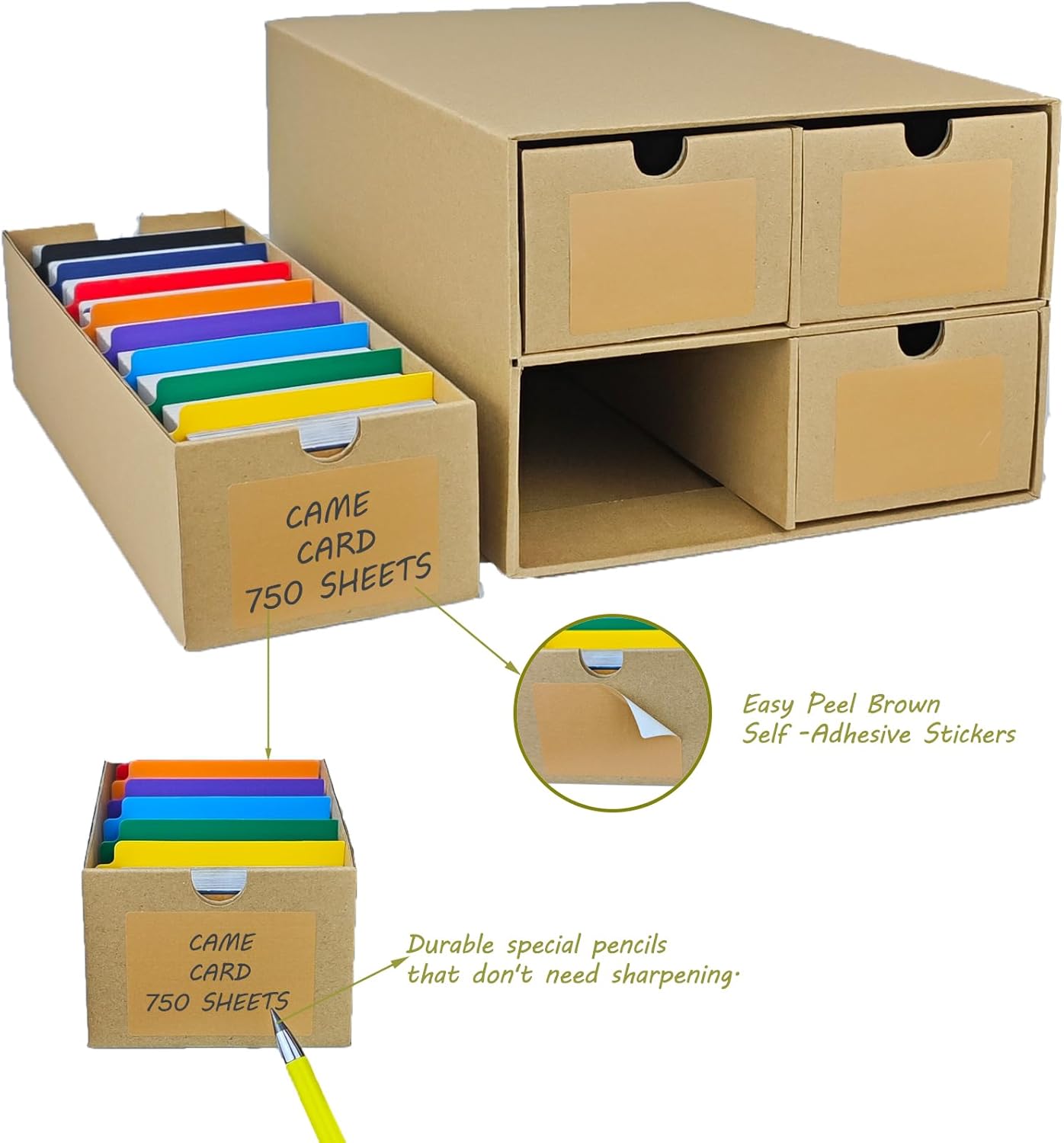 6 Sets Trading Card Storage Boxes, Includes 24-750 CT Boxes & 96 Dividers, 18000+ Trading Cards Organizer for Collectible Card Games, Sports Cards, TCG, with Labels & Pen
