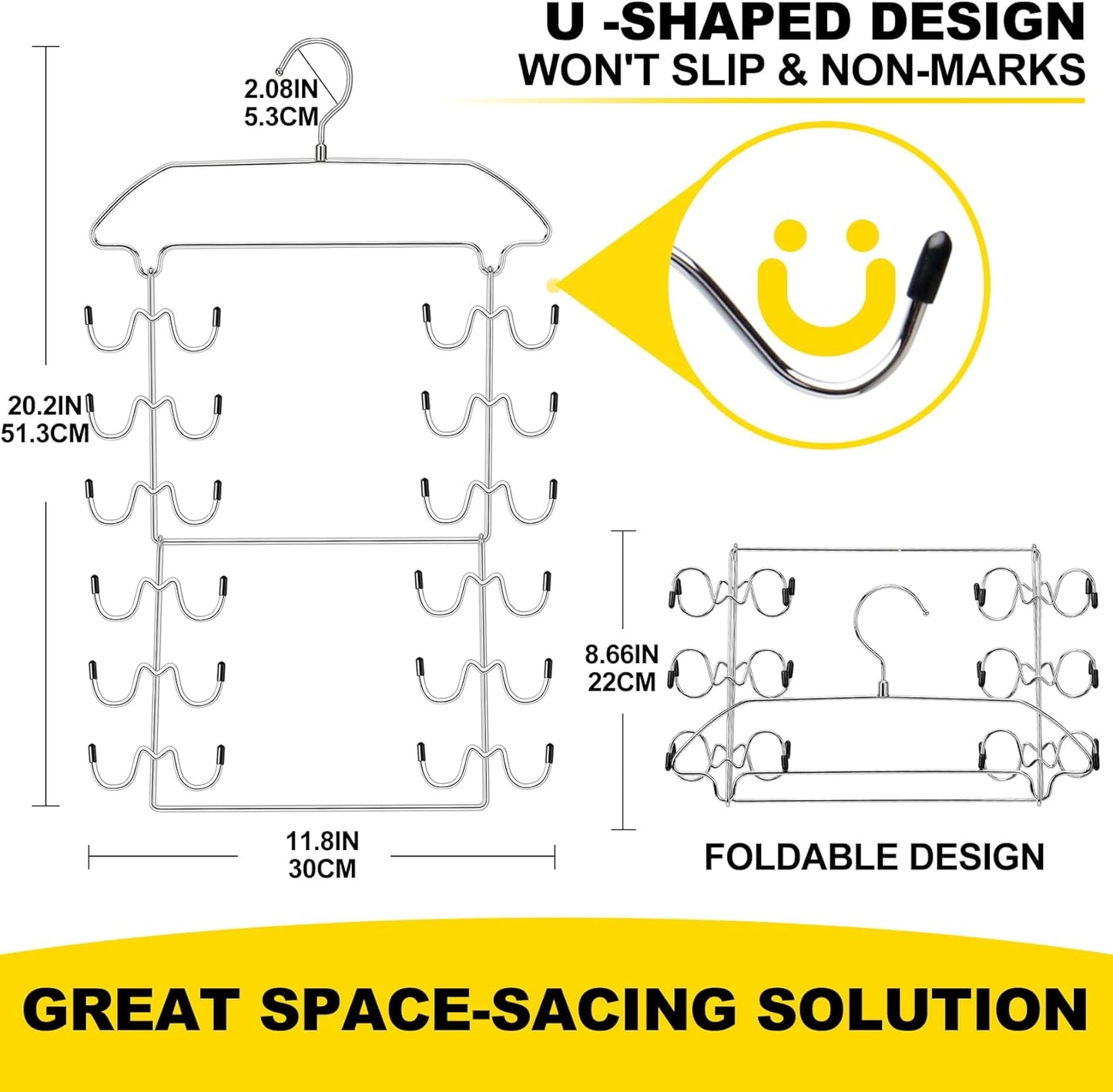 2 Pack Closet Organizers-and Storage,6 Tier Tank Top Hangers Space Saving, Dorm Room Essentials for Girls Camisoles Swimsuits Dress