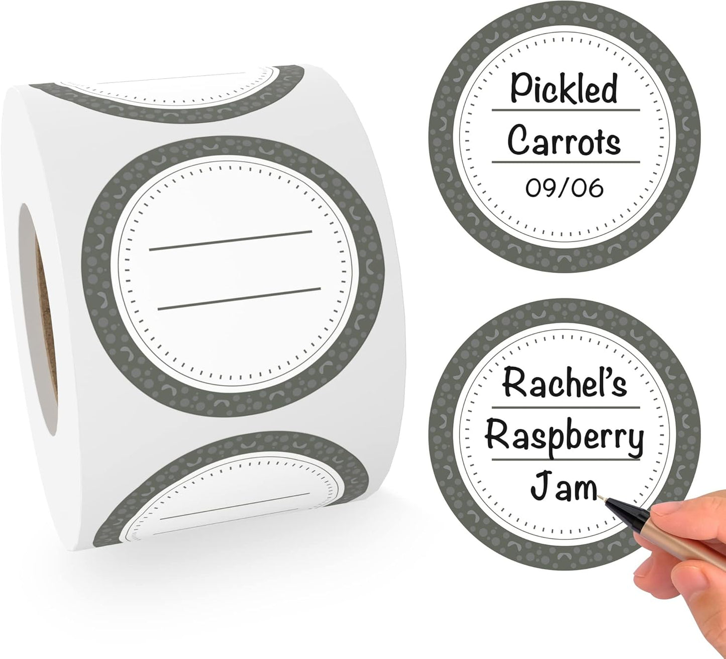Canning Labels Dissolvable Stickers for Mason Jars and More (2" Round 200/roll) Canning Supplies Washes Off in Seconds Like Magic - Jar Labels Homemade Jam, Jelly, and More (Granite)