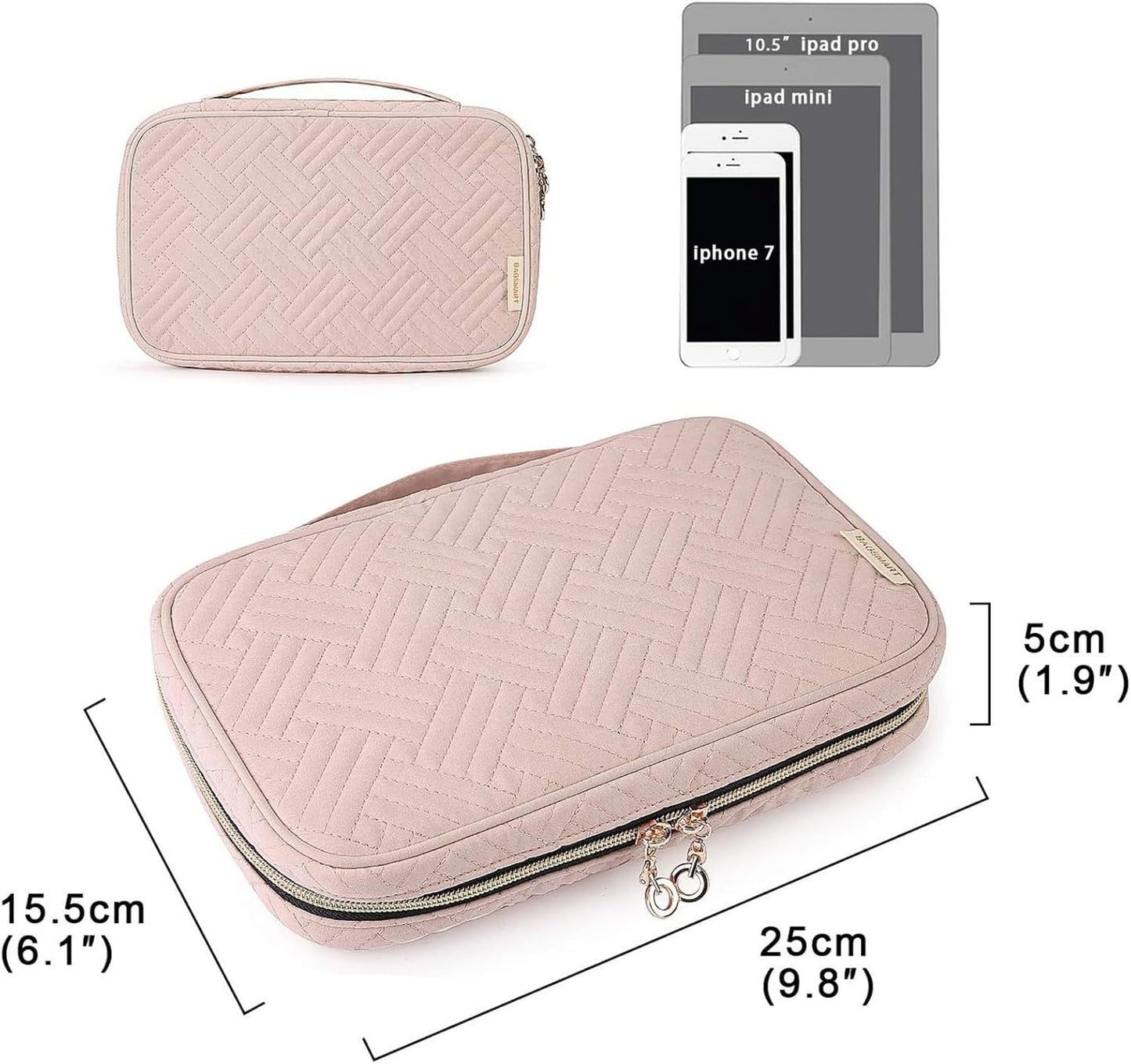 BAGSMART Jewelry Organizer Case Large Travel Jewelry Storage Bag for Necklace, Earrings, Rings, Bracelet, Soft Pink