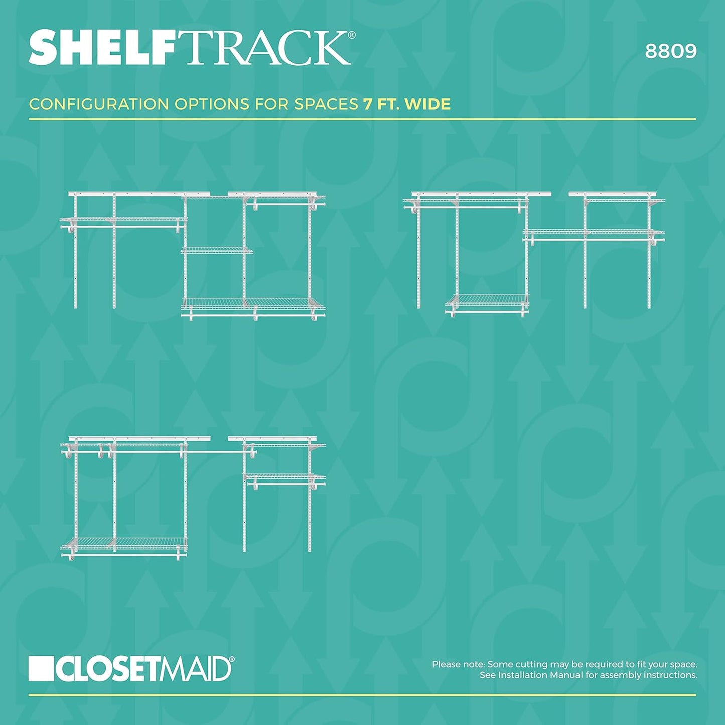 ClosetMaid ShelfTrack Wire Closet Organizer System, Adjustable from 5 to 8 Ft., with Shelves, Clothes Rods, Hardware, Durable Steel, White