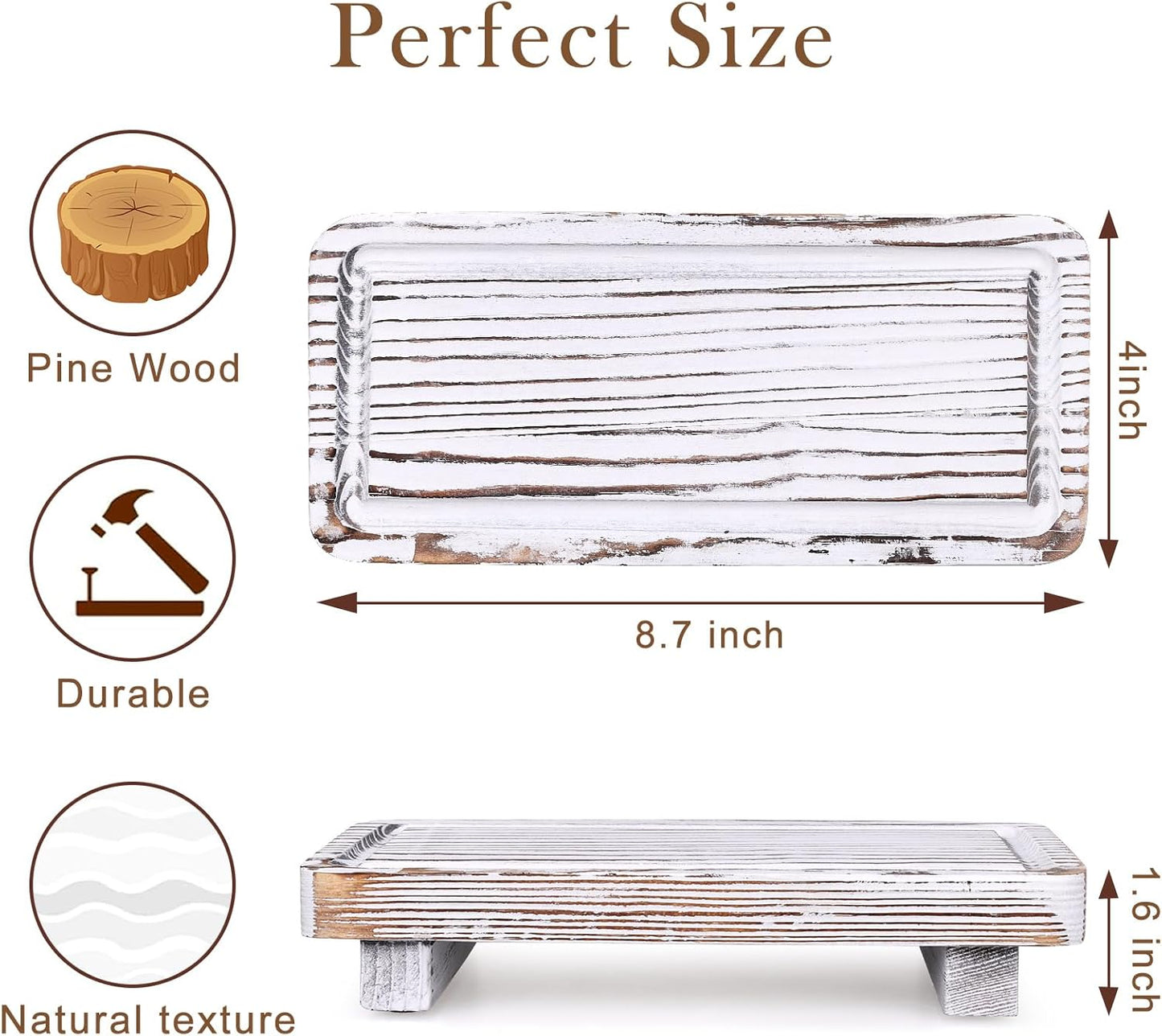 Small White Bathroom Decor Tray for Counter Dish Soap Holder Wooden Pedestal Stand for Kitchen Sink Soap Dispenser Tray Wood Risers Kitchen Accessories Countertop Vanity Counter Sink Tray