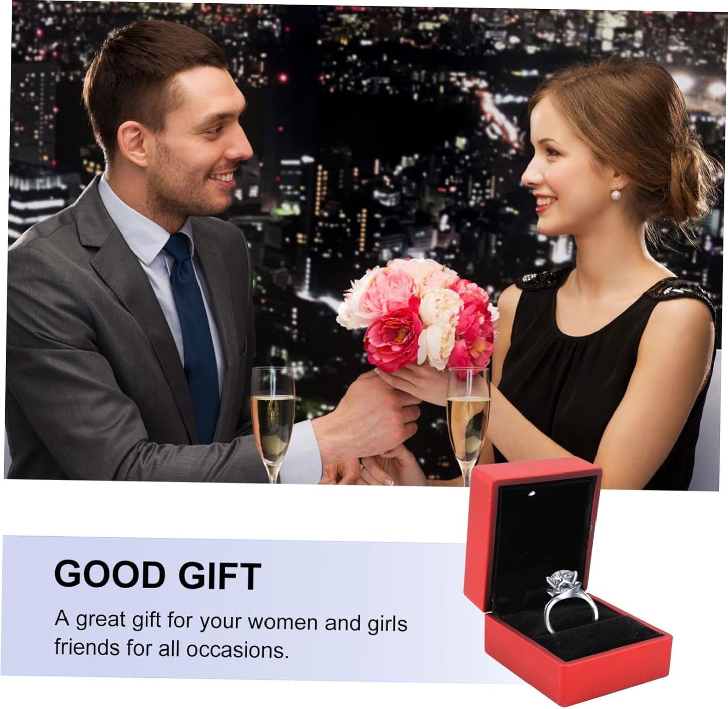 BESPORTBLE 3pcs LED Lighted Jewelry Storage Box with Ring Pendant Bracelet Cases Elegant Design with Dazzling LED Light for Engagement Wedding Display and Small Accessories